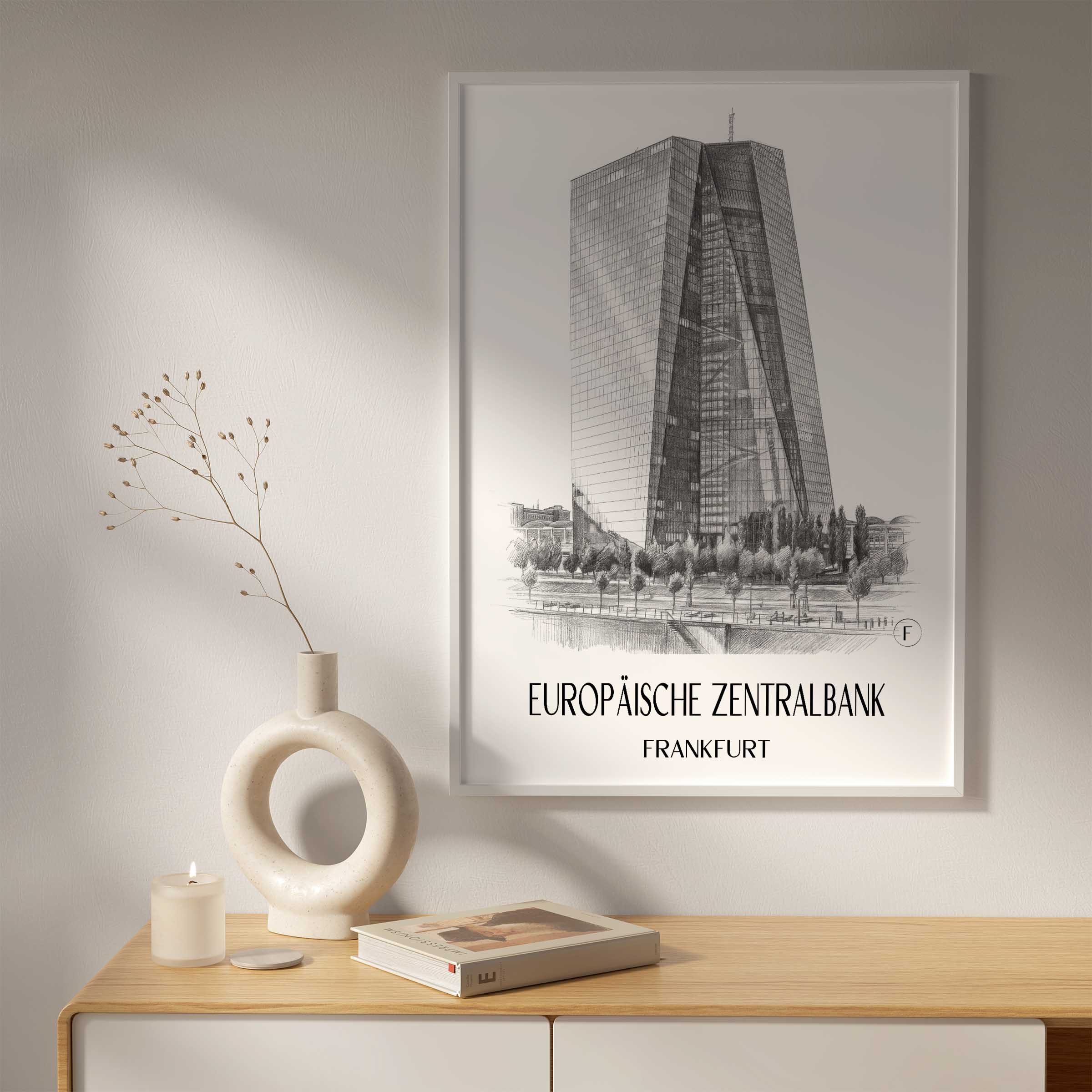 europäische-zentralbank-frankfurt-deutschland-poster-bleistift-zeichnung-drawing
