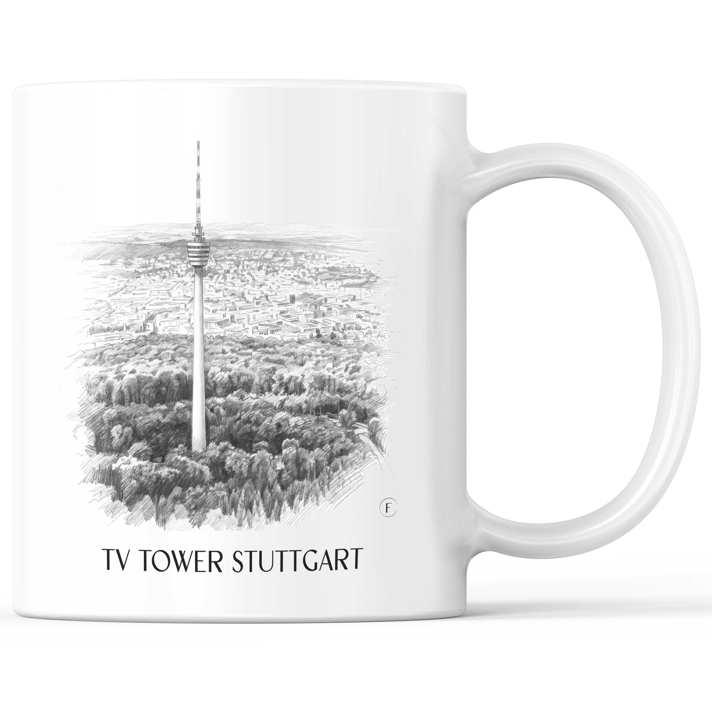 Fernsehturm Kaffeebecher - Stuttgart - Deutschland Becher - Kaffeetasse im Zeichnung Stil
