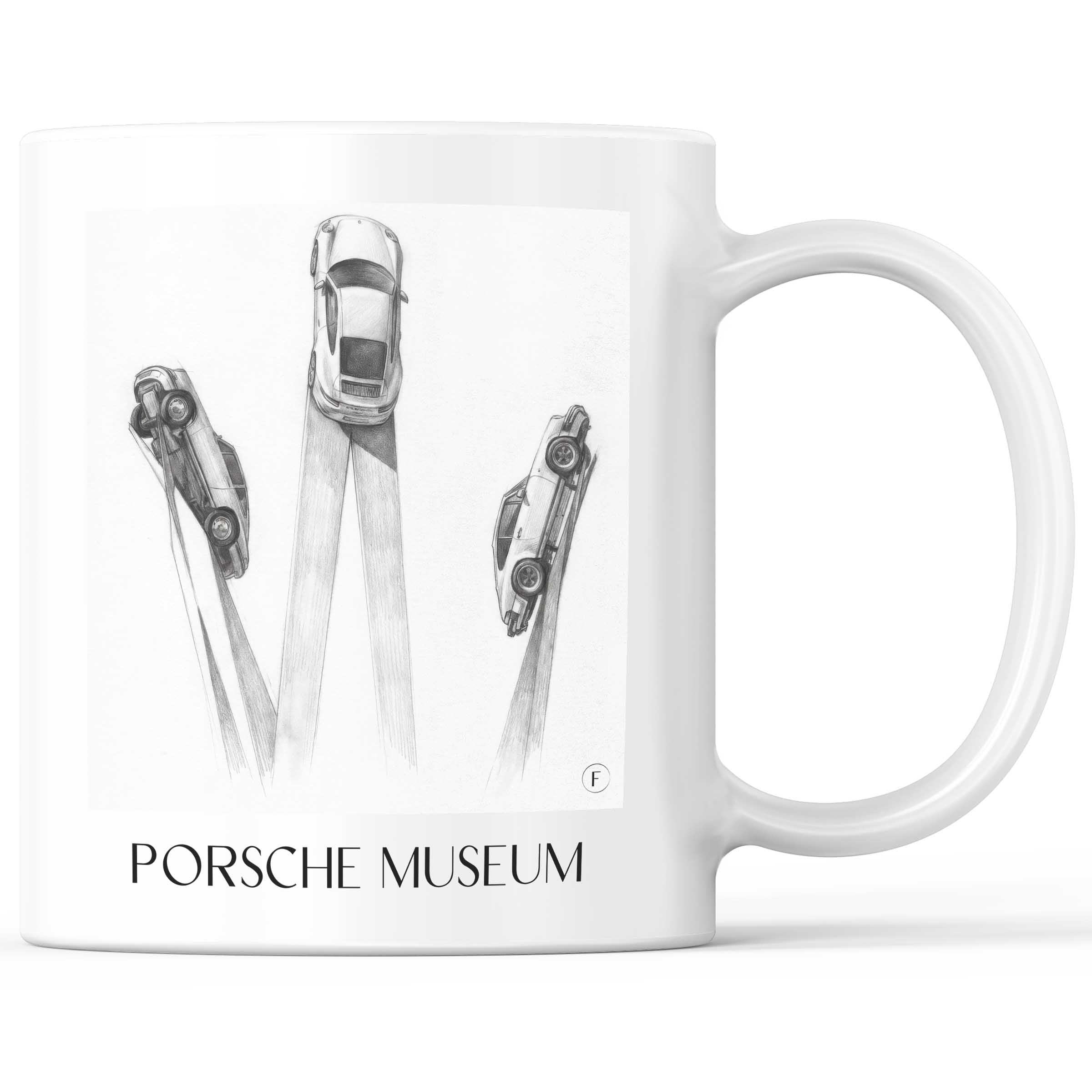 Porsche Museum Kaffeebecher - Stuttgart - Deutschland Becher - Kaffeetasse im Zeichnung Stil