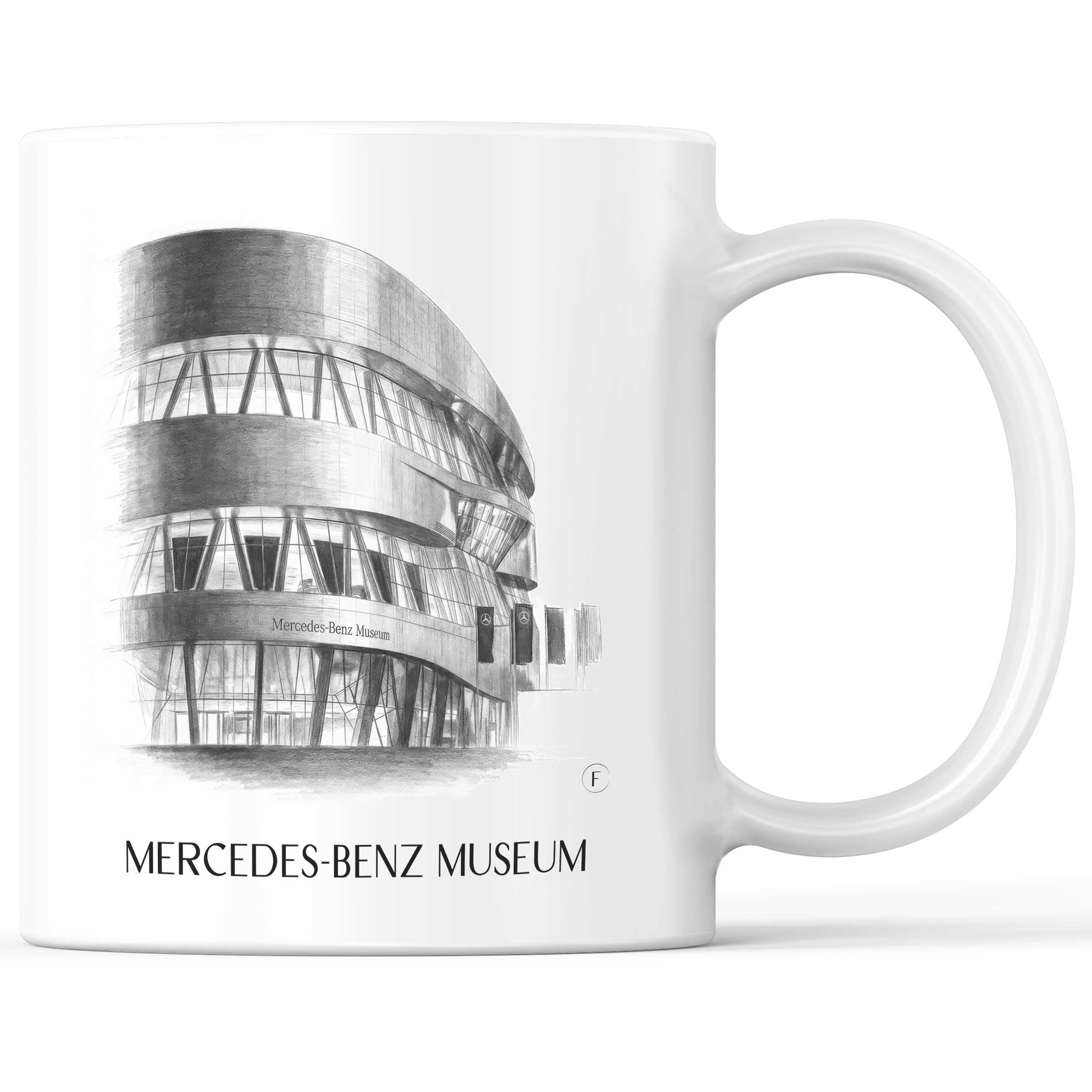 Mercedes-Benz Museum Kaffeebecher - Stuttgart - Deutschland Becher - Kaffeetasse im Zeichnung Stil