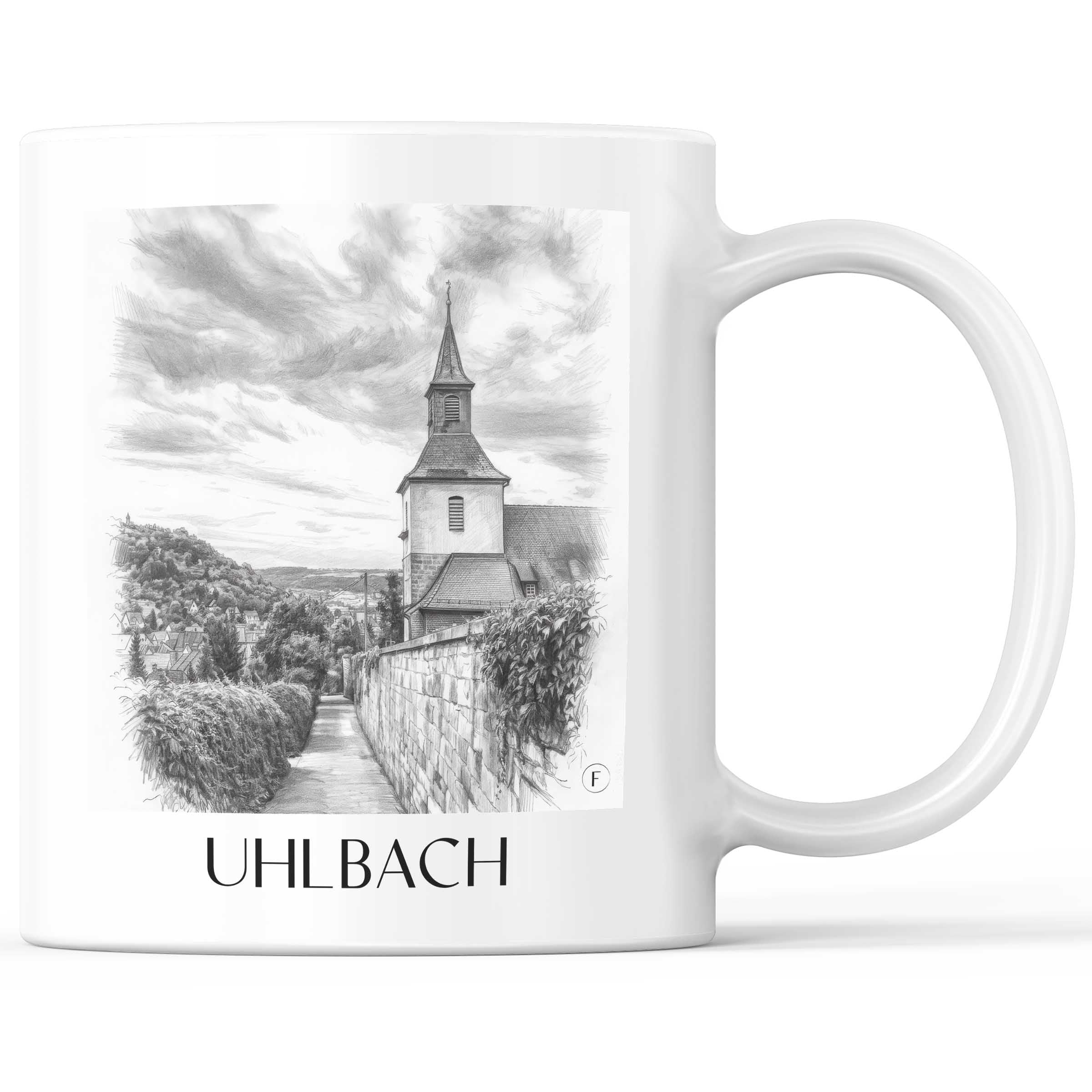 Uhlbach Kaffeebecher - Stuttgart - Deutschland Becher - Kaffeetasse im Zeichnung Stil