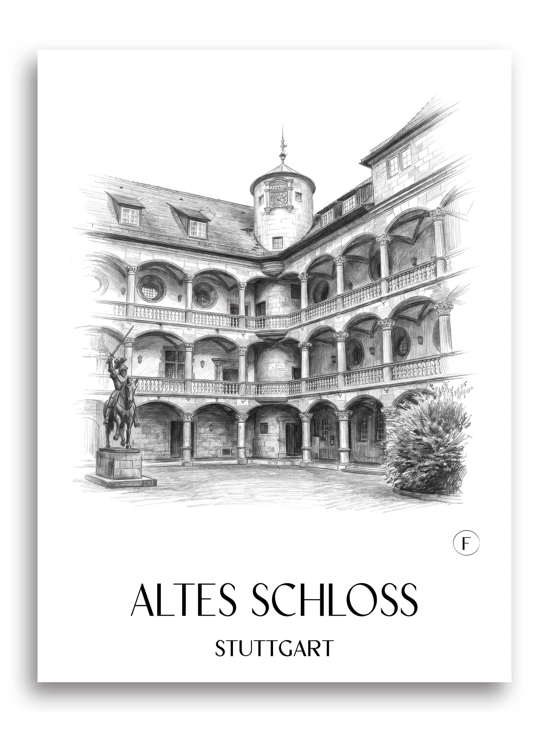 altes-schloss-stuttgart-deutschland-poster-bleistift-zeichnung-drawing