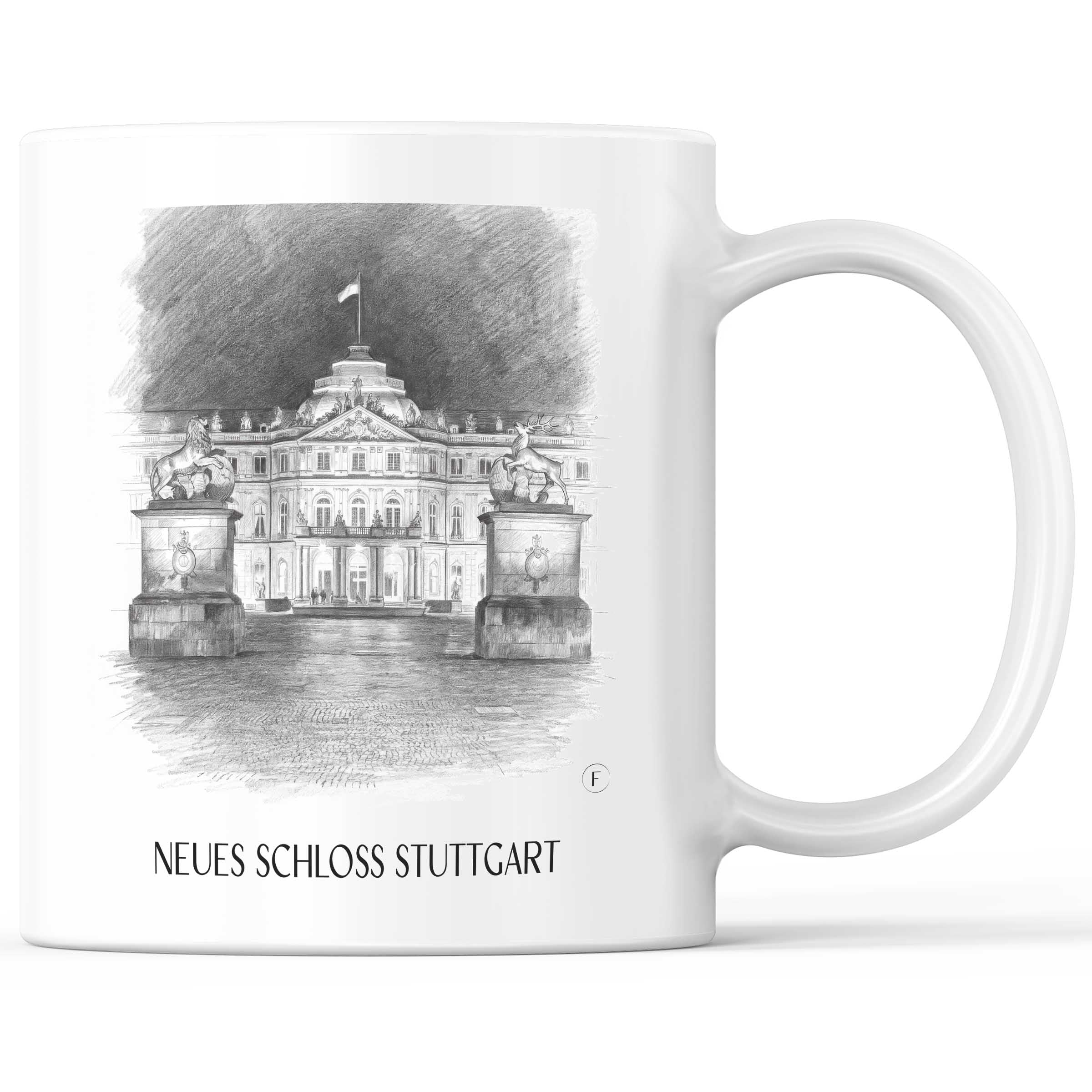 Neues Schloss Kaffeebecher - Stuttgart - Deutschland Becher - Kaffeetasse im Zeichnung Stil