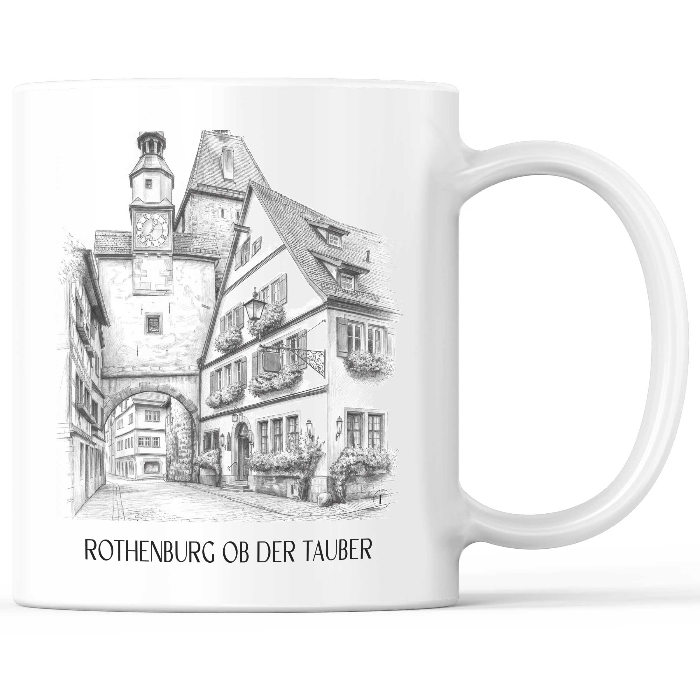 Rothenburg ob der Tauber - Deutschland Becher - Kaffeetasse im Zeichnung Stil