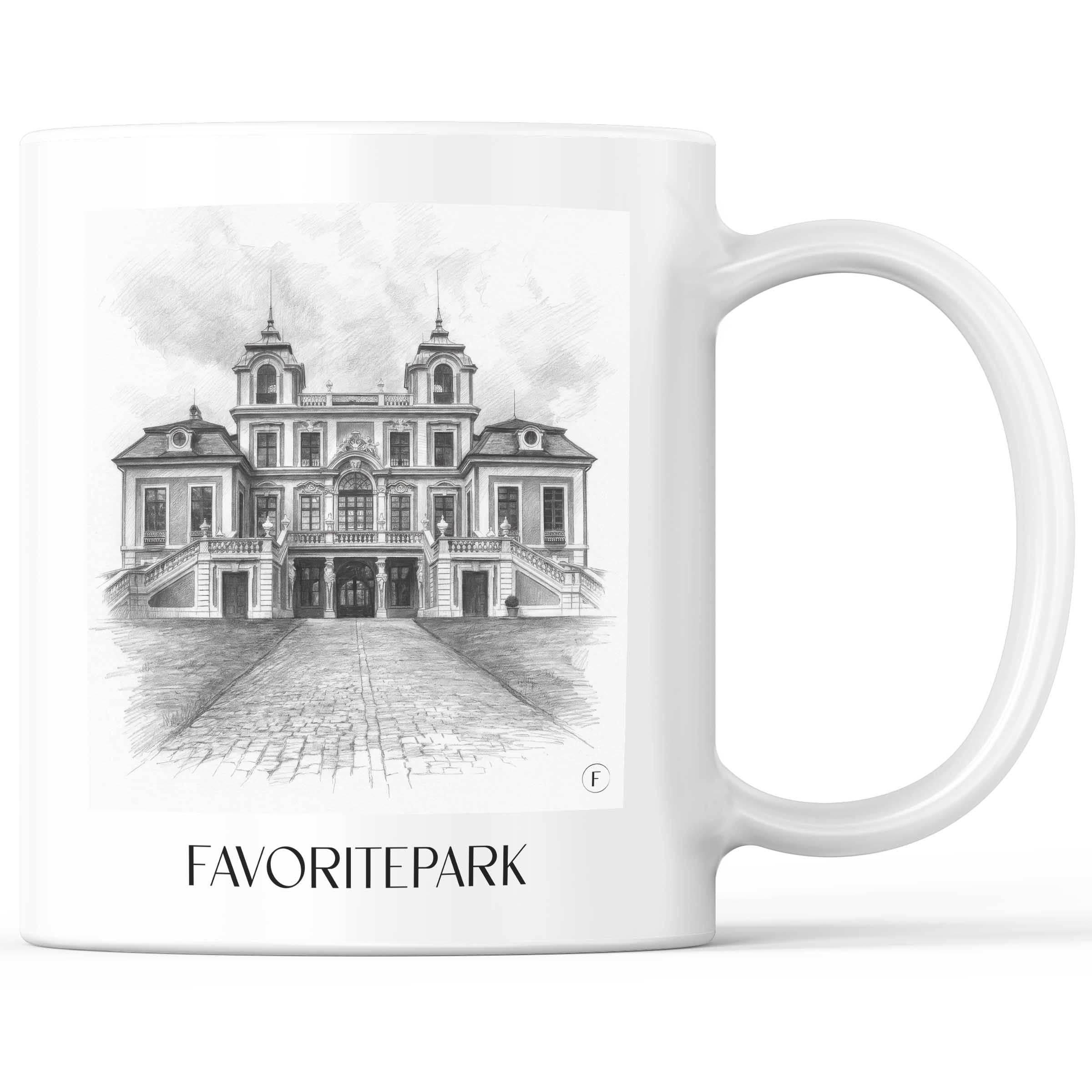 Favoritepark Kaffeebecher - Ludwigsburg - Deutschland Becher - Kaffeetasse im Zeichnung Stil