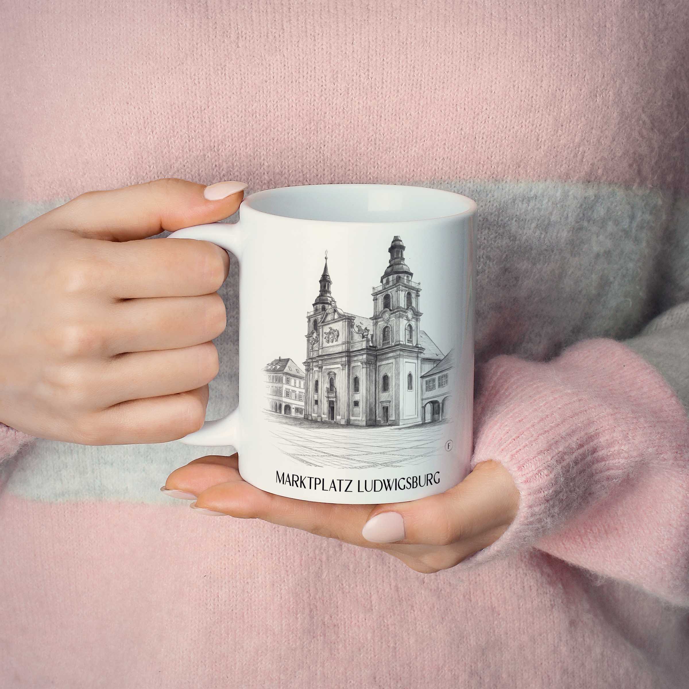 marktplatz-ludwigsburg-deutschland-kaffeebecher-bleistift-zeichnung-drawing