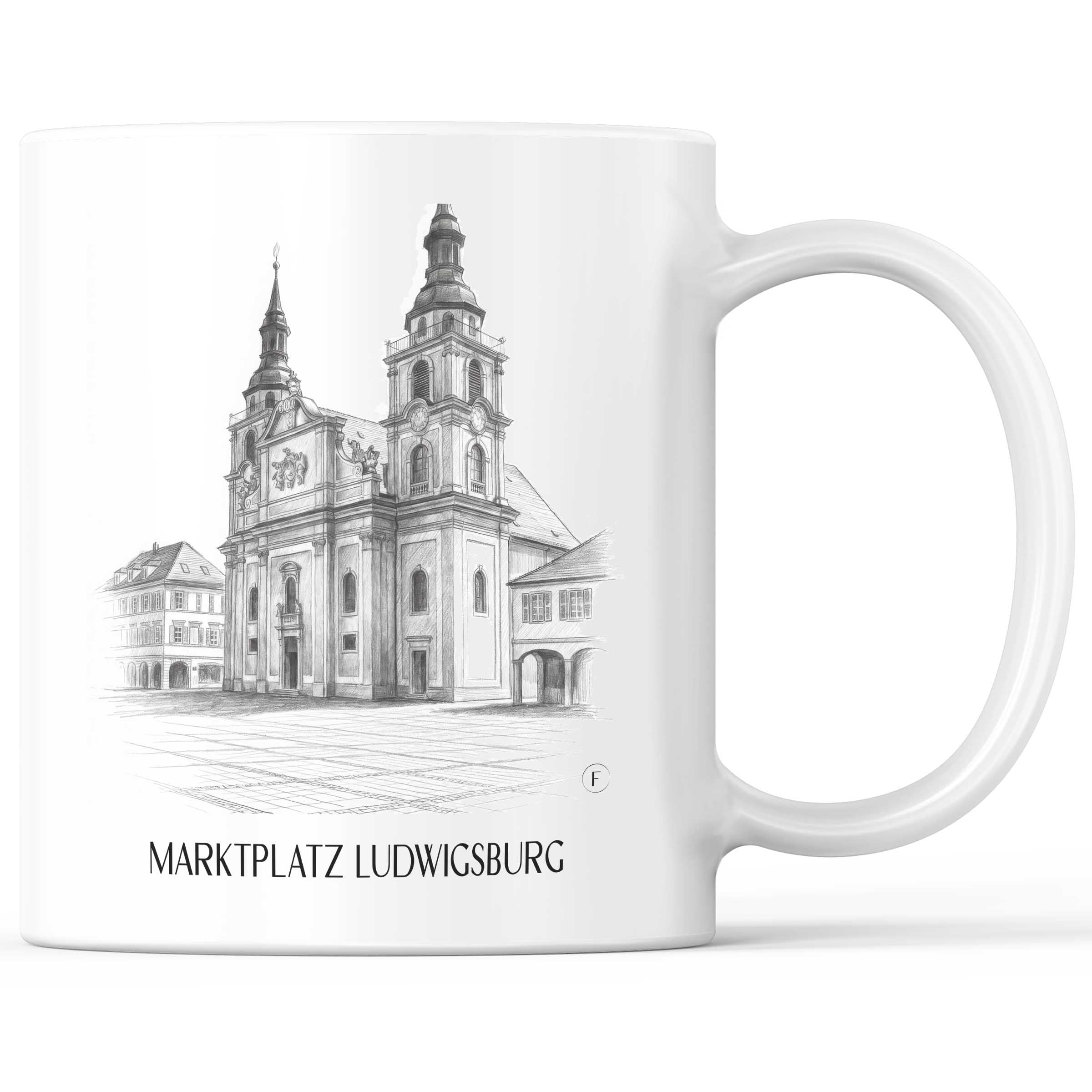 Marktplatz Kaffeebecher - Ludwigsburg - Deutschland Becher - Kaffeetasse im Zeichnung Stil