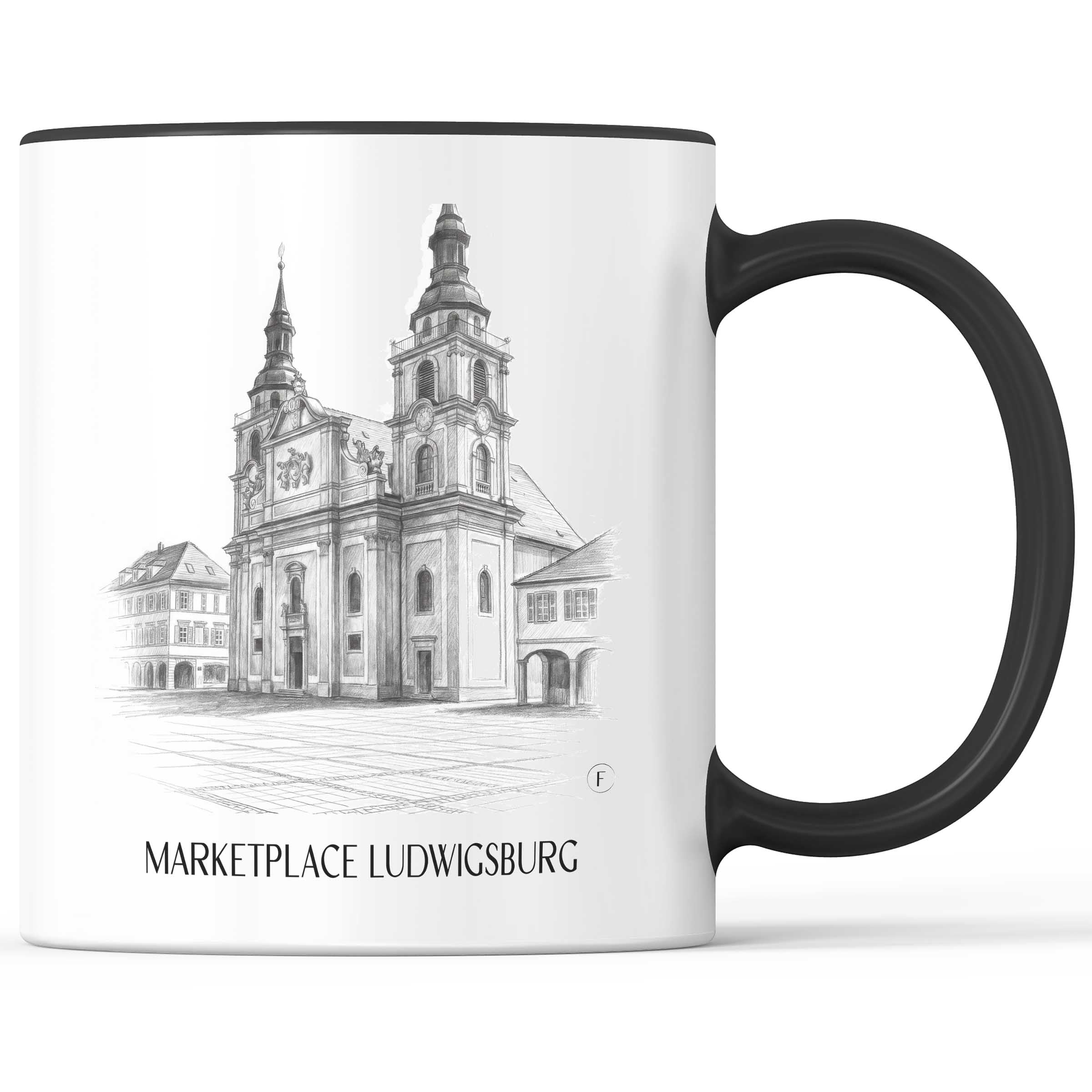 Marktplatz Kaffeebecher - Ludwigsburg - Deutschland Becher - Kaffeetasse im Zeichnung Stil