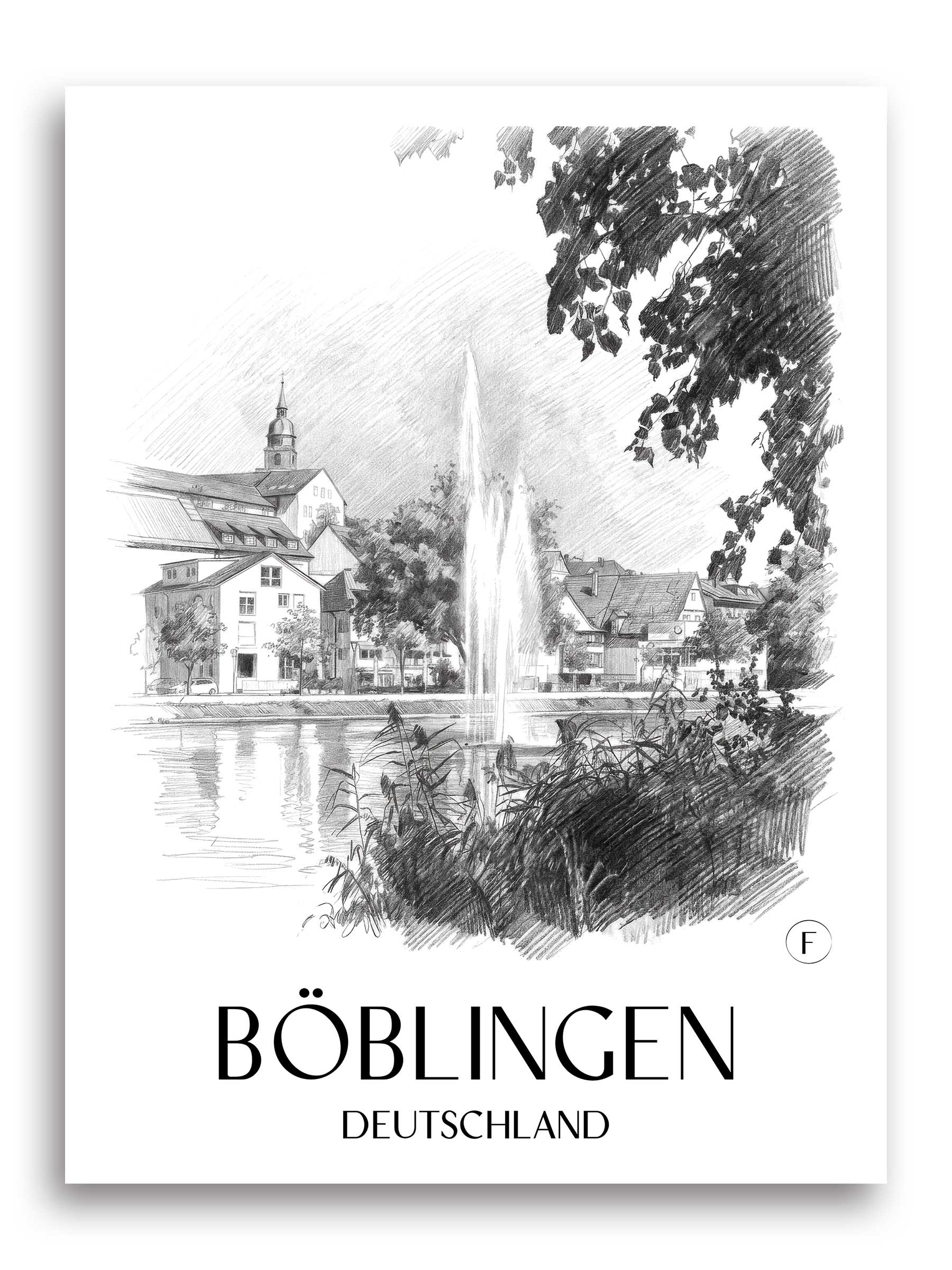 böblingen-deutschland-poster-bleistift-zeichnung-drawing