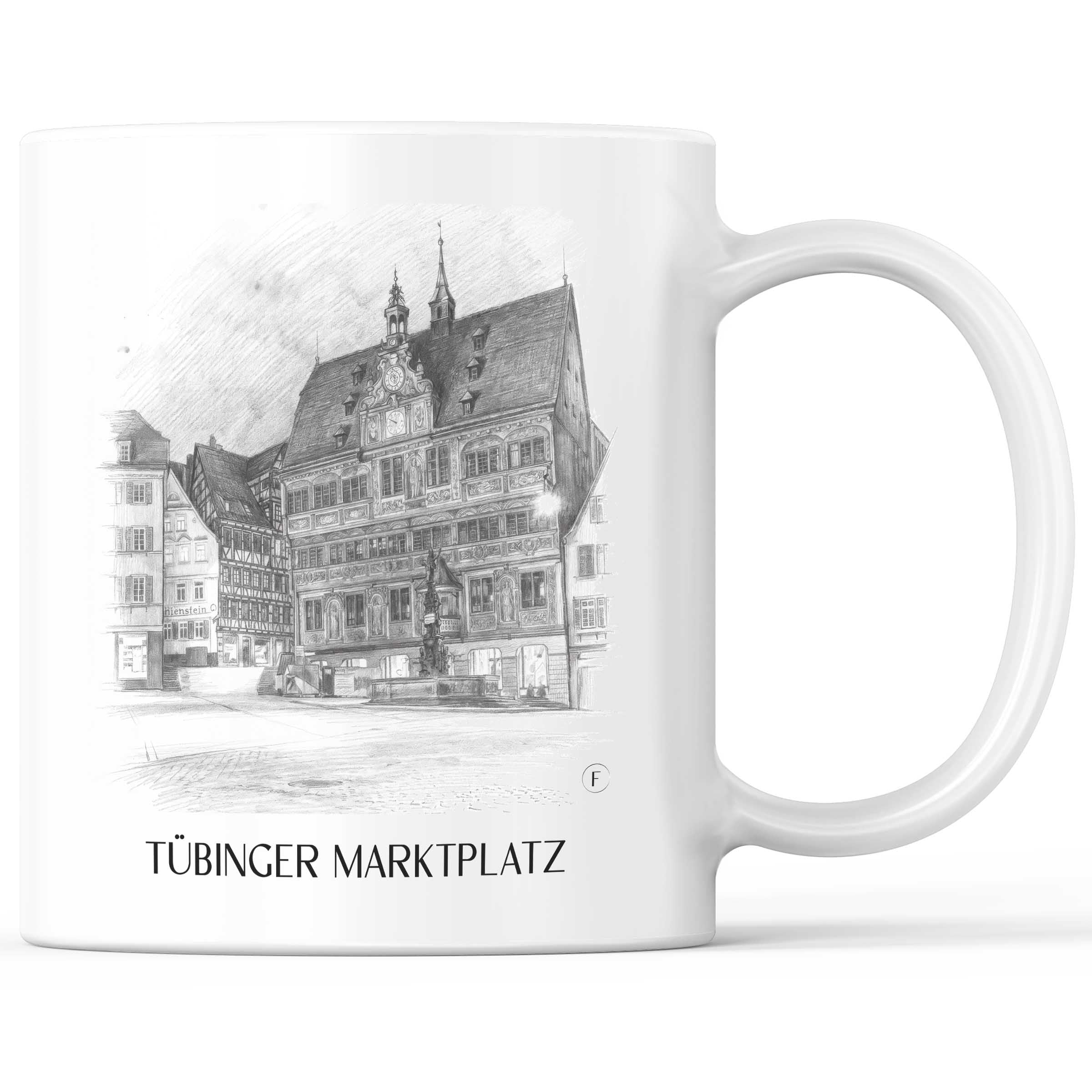 Marktplatz Kaffeebecher - Tübingen - Deutschland Becher - Kaffeetasse im Zeichnung Stil