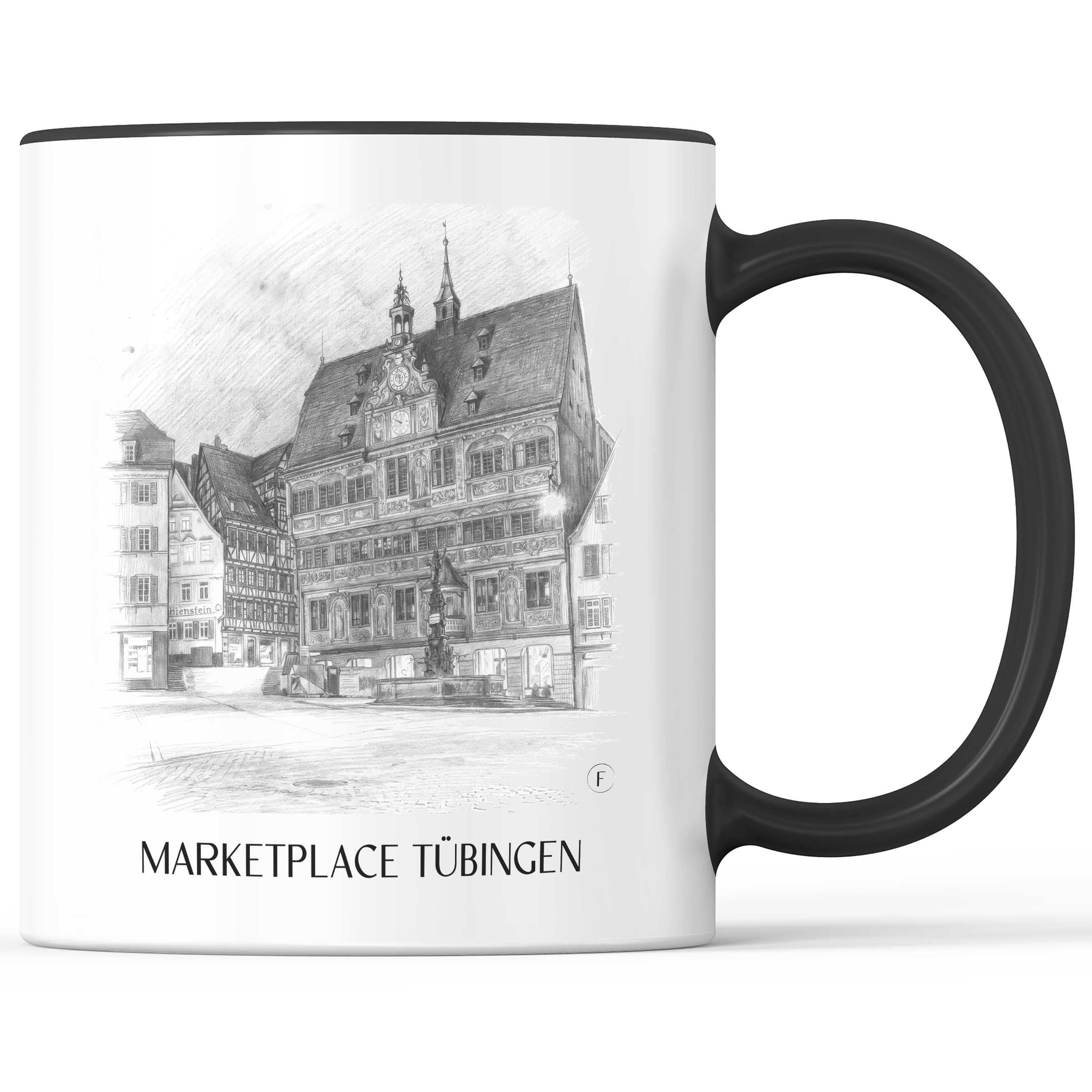 Marktplatz Kaffeebecher - Tübingen - Deutschland Becher - Kaffeetasse im Zeichnung Stil