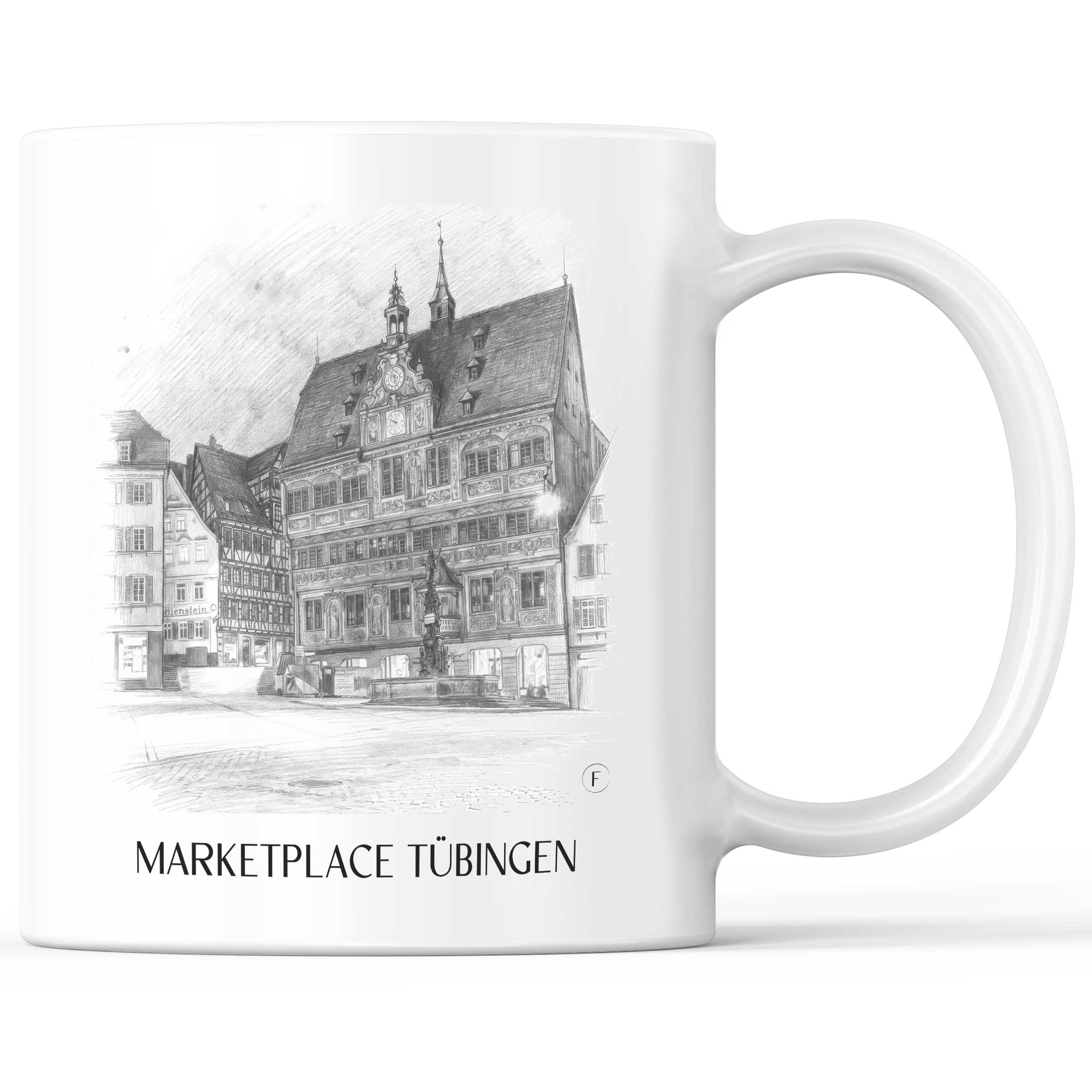 Marktplatz Kaffeebecher - Tübingen - Deutschland Becher - Kaffeetasse im Zeichnung Stil