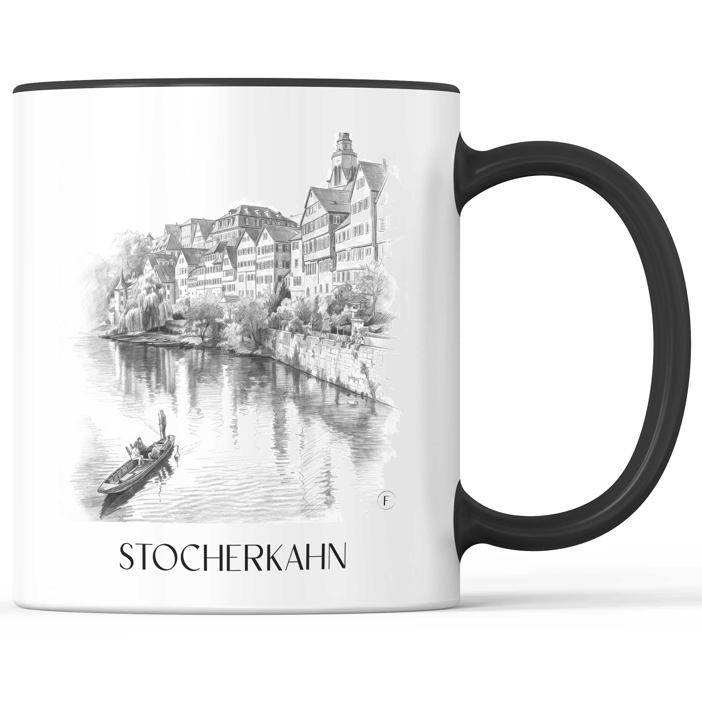 stocherkahn-tübingen-deutschland-kaffeebecher-bleistift-zeichnung-drawing