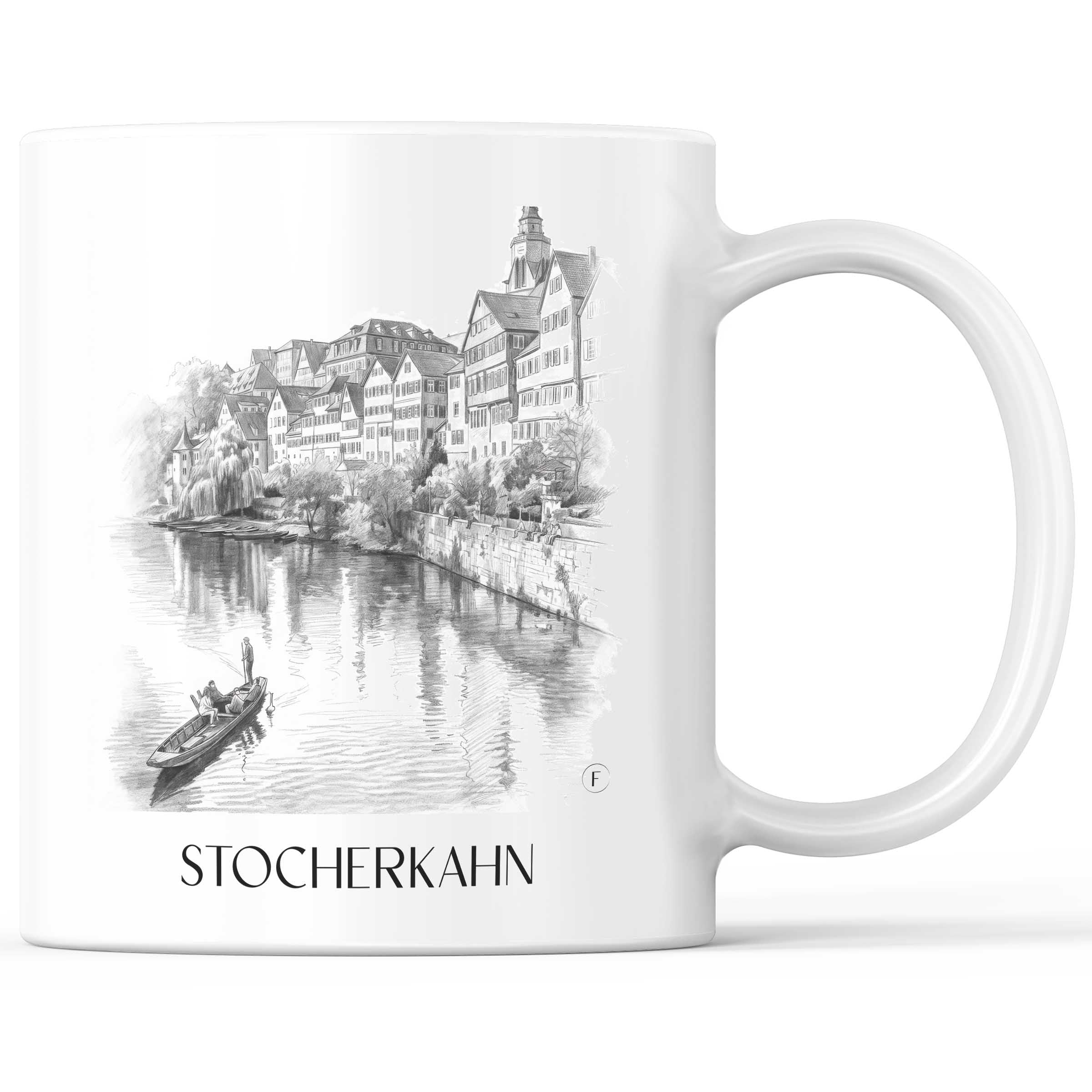 Stocherkahn Kaffeebecher - Tübingen - Deutschland Becher - Kaffeetasse im Zeichnung Stil
