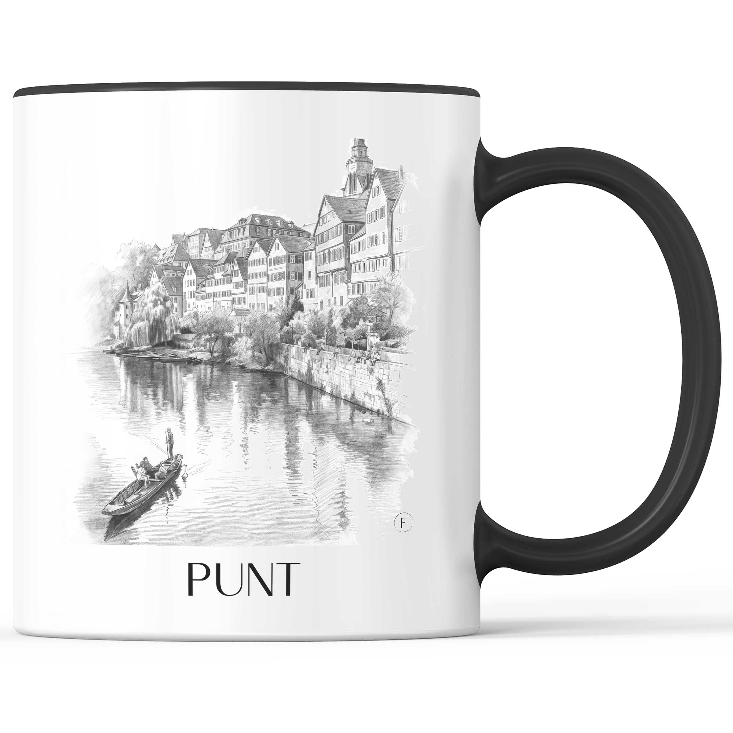 Stocherkahn Kaffeebecher - Tübingen - Deutschland Becher - Kaffeetasse im Zeichnung Stil