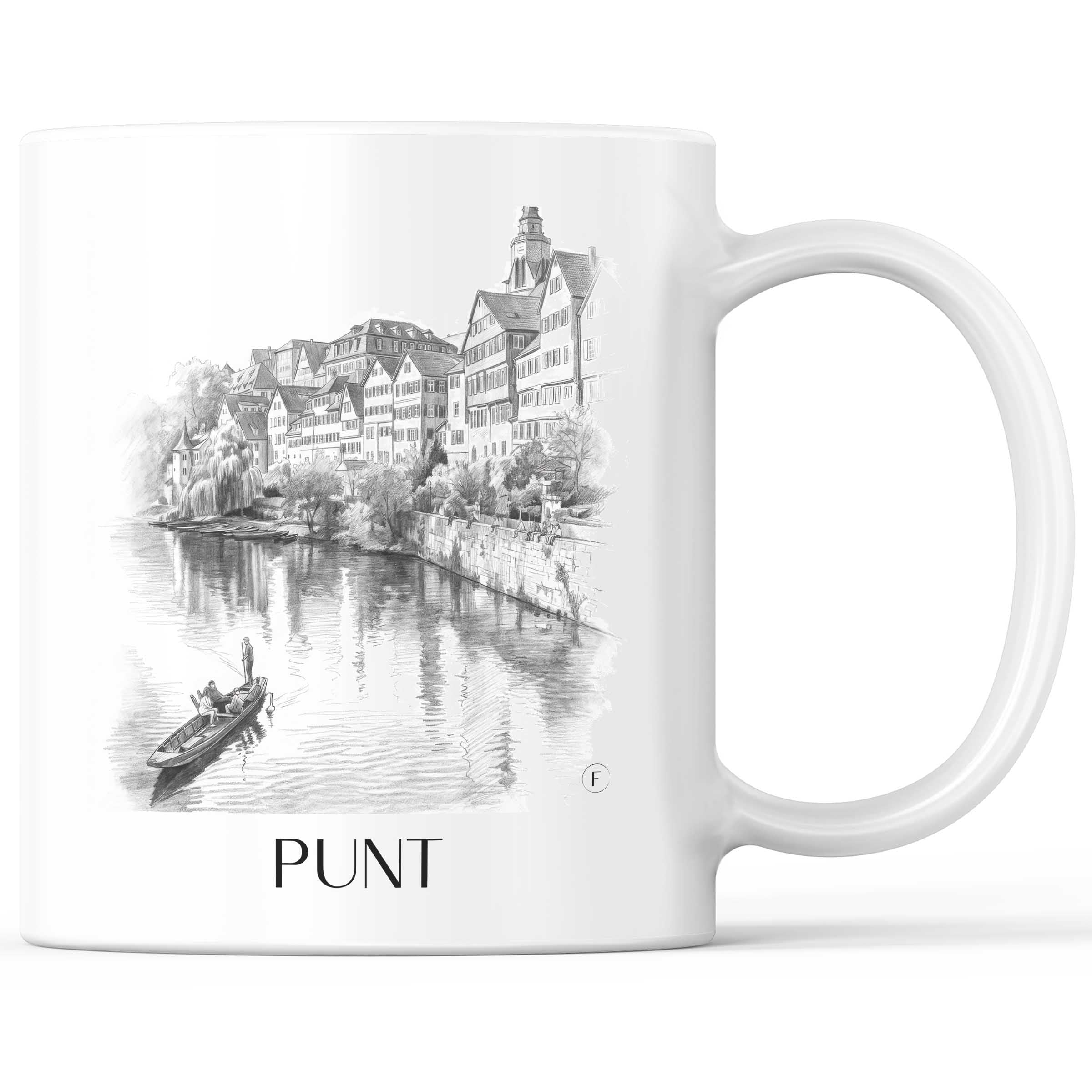 Stocherkahn Kaffeebecher - Tübingen - Deutschland Becher - Kaffeetasse im Zeichnung Stil