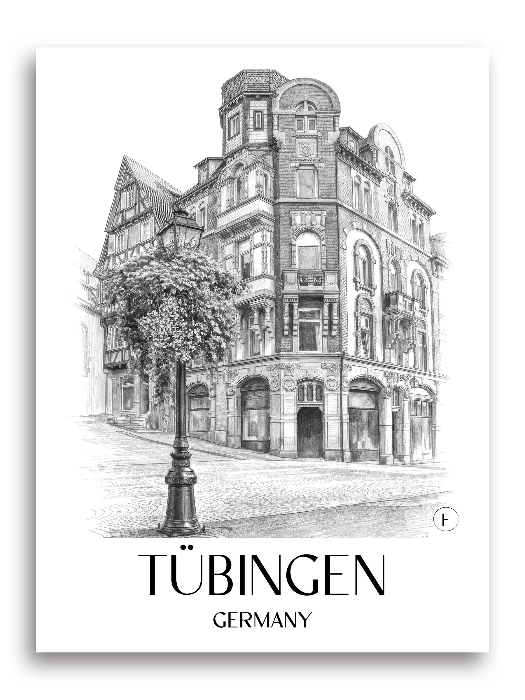 Tübingen Poster - - Deutschland Kunstdruck - Zeichnung von A4 bis A1