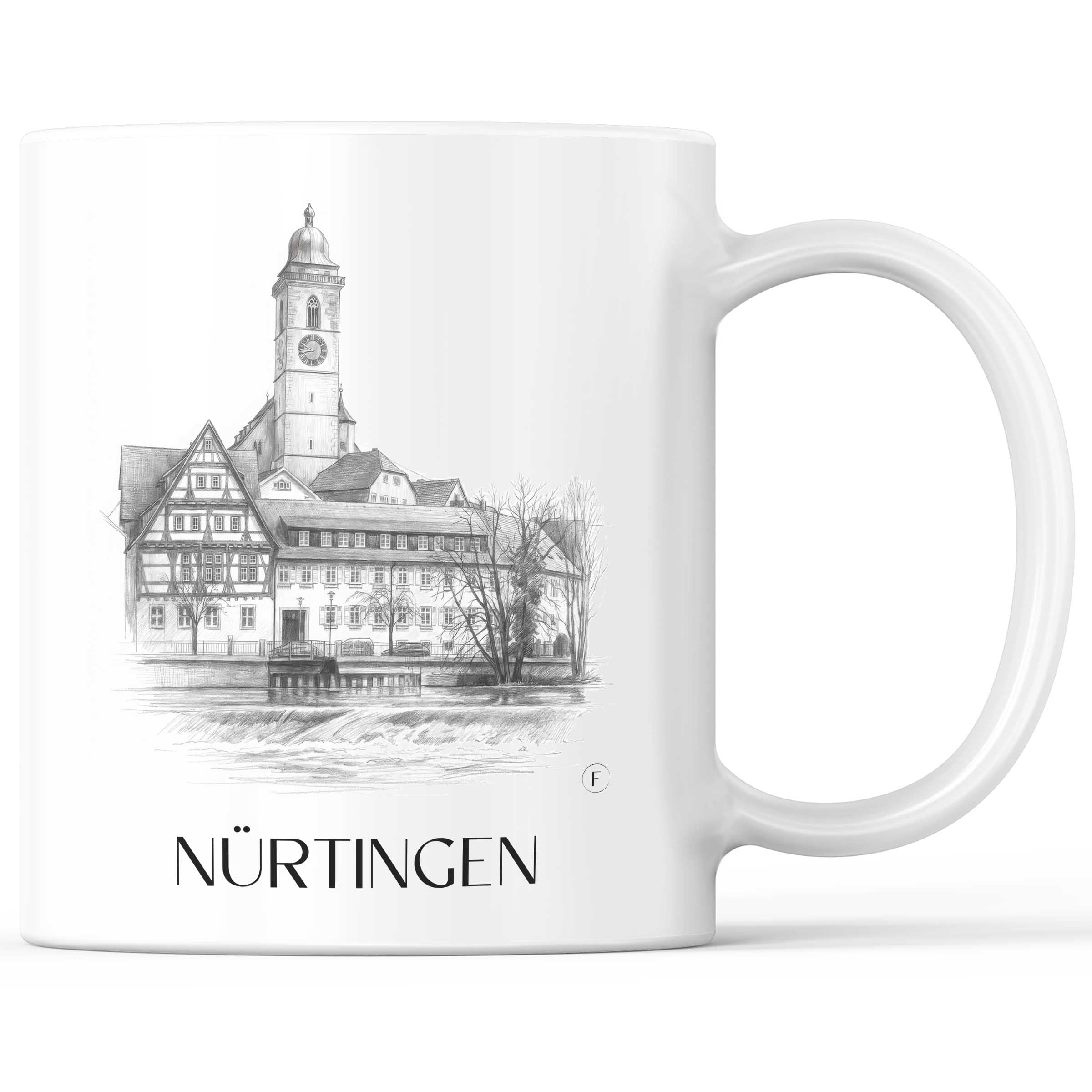 Nürtingen - Deutschland Becher - Kaffeetasse im Zeichnung Stil