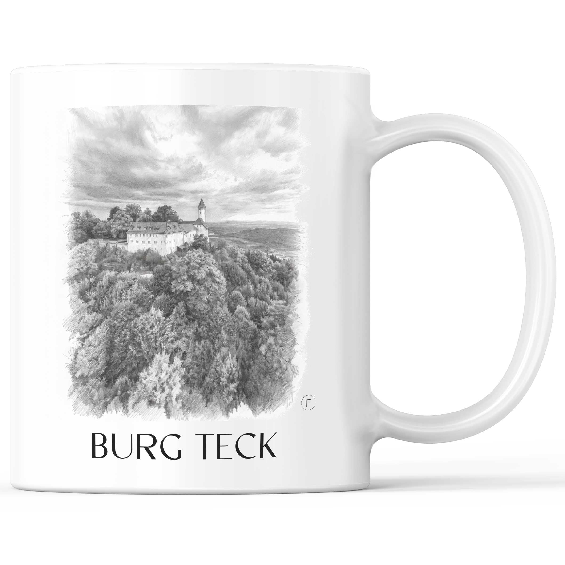 Burg Teck Kaffeebecher - Schwäbische Alb - Deutschland Becher - Kaffeetasse im Zeichnung Stil