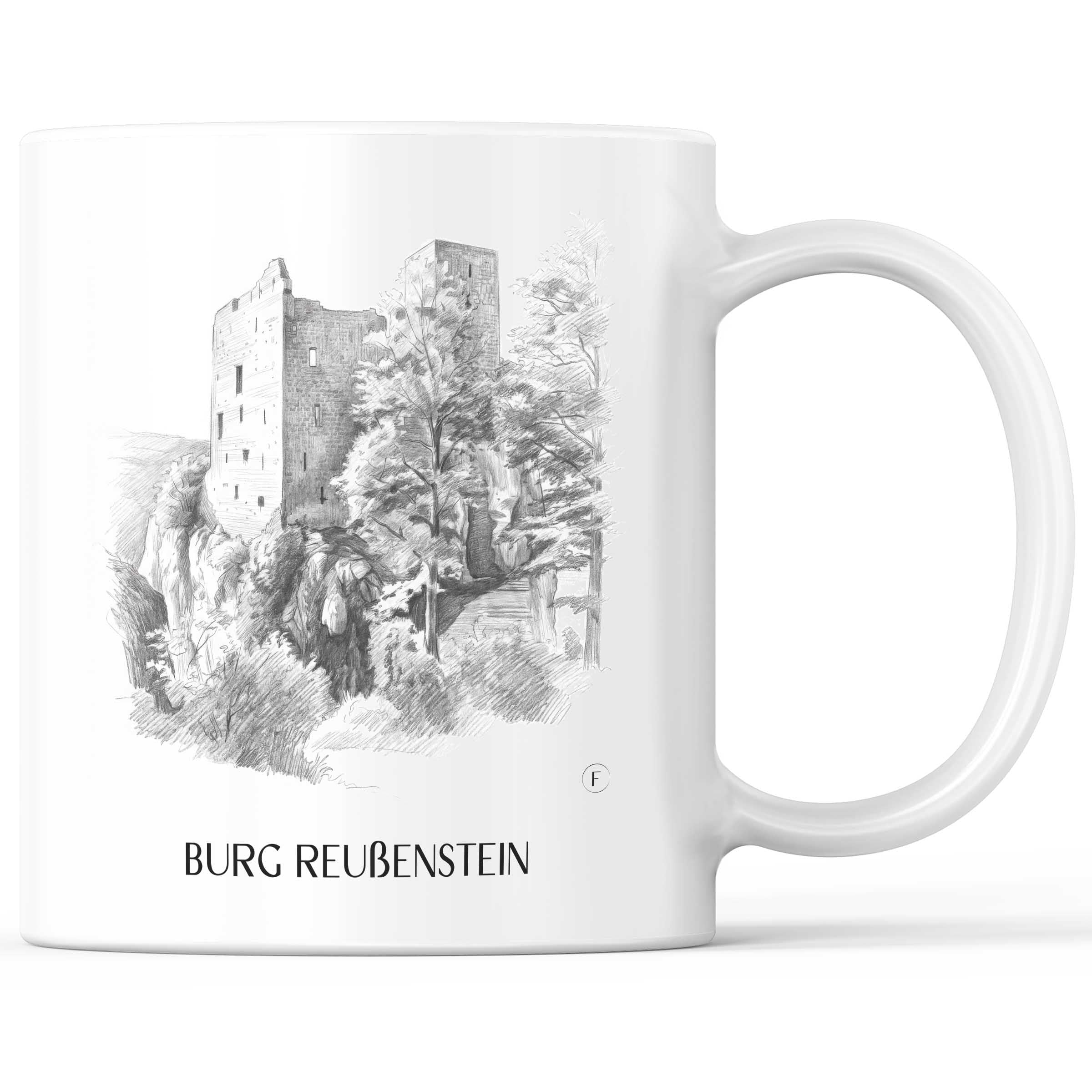 Burg Reußenstein Kaffeebecher - Schwäbische Alb - Deutschland Becher - Kaffeetasse im Zeichnung Stil