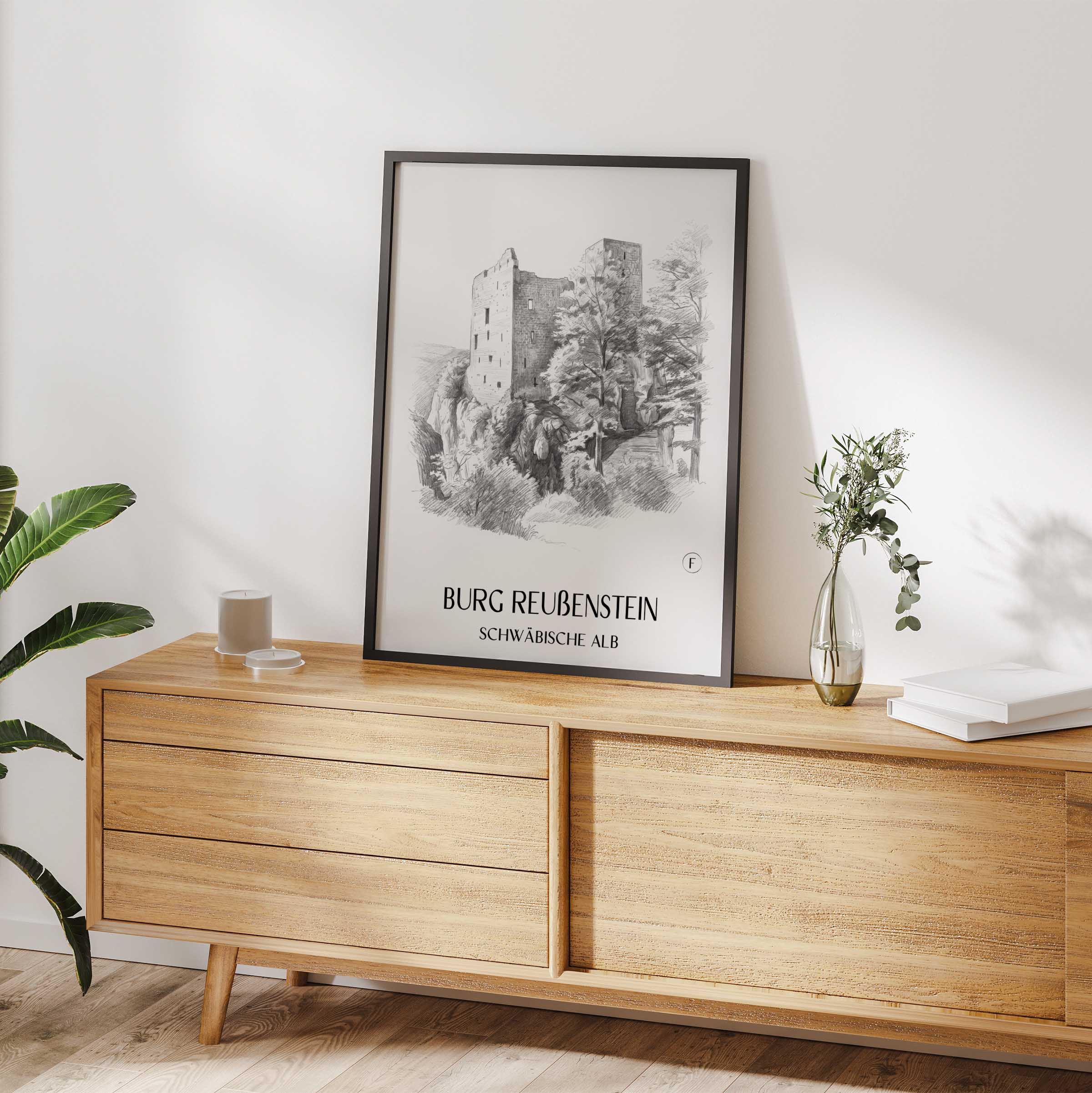 burg-reußenstein-schwäbische-alb-deutschland-poster-bleistift-zeichnung-drawing