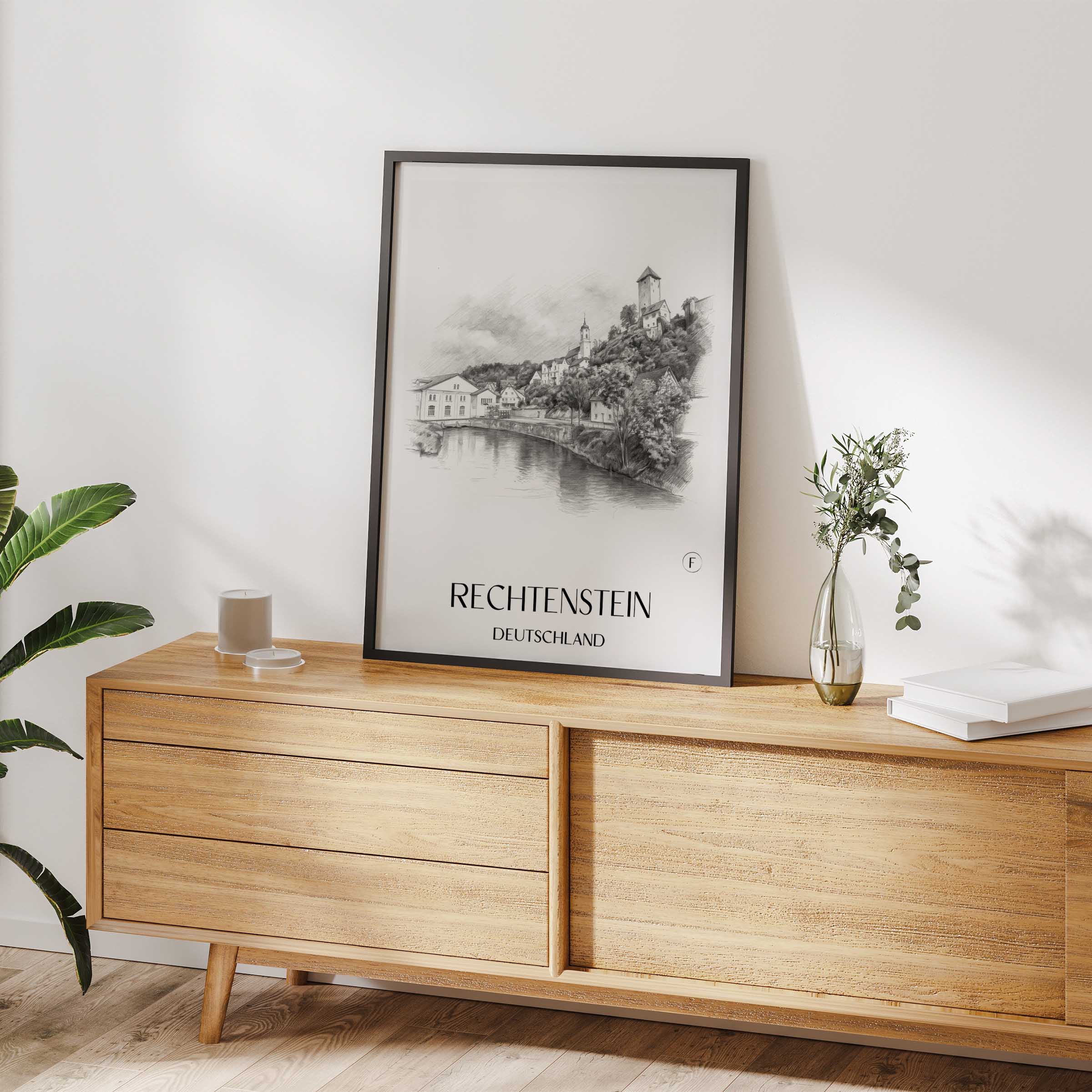 rechtenstein-deutschland-poster-bleistift-zeichnung-drawing