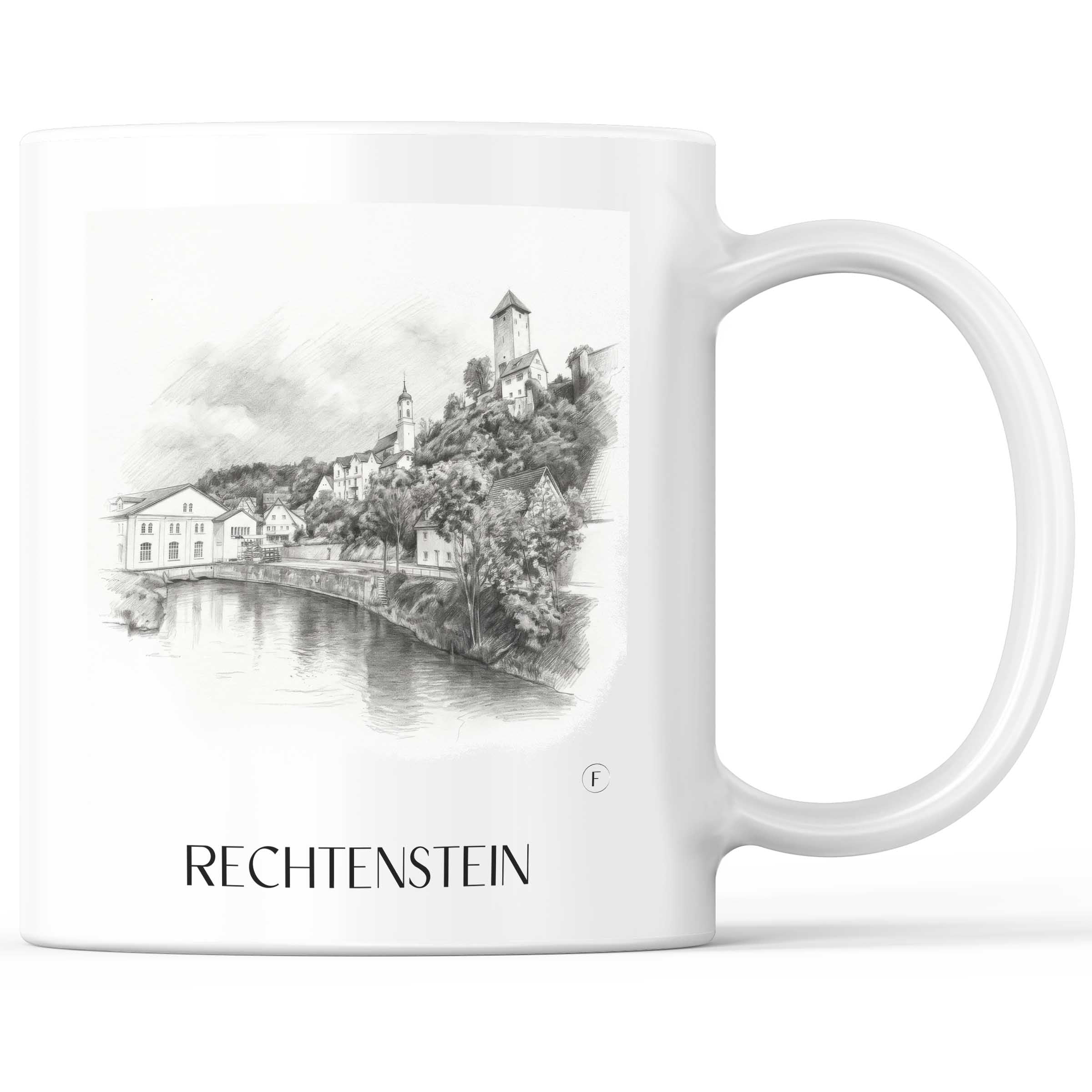 Rechtenstein - Deutschland Becher - Kaffeetasse im Zeichnung Stil