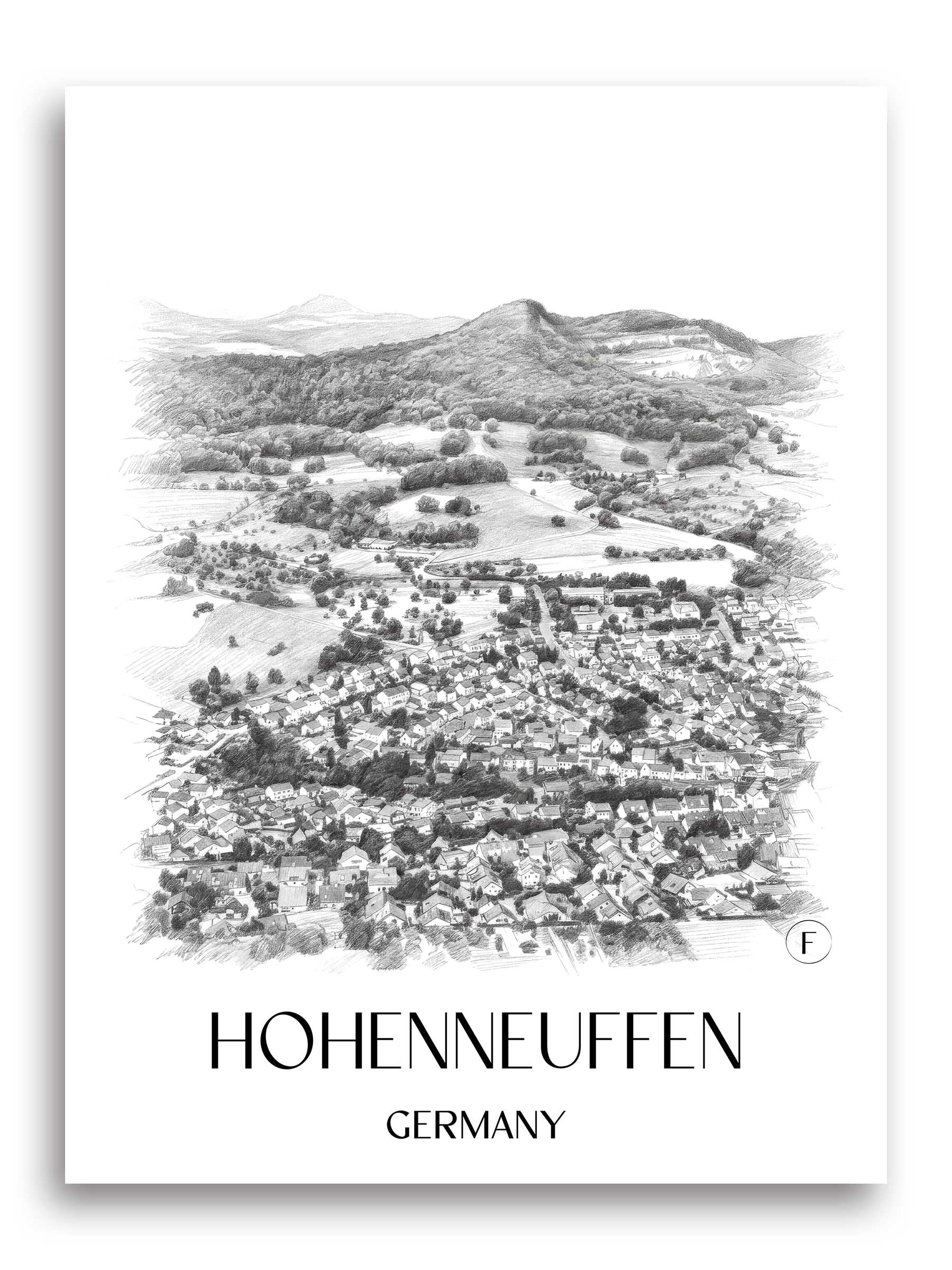 Hohenneuffen Poster - - Deutschland Kunstdruck - Zeichnung von A4 bis A1
