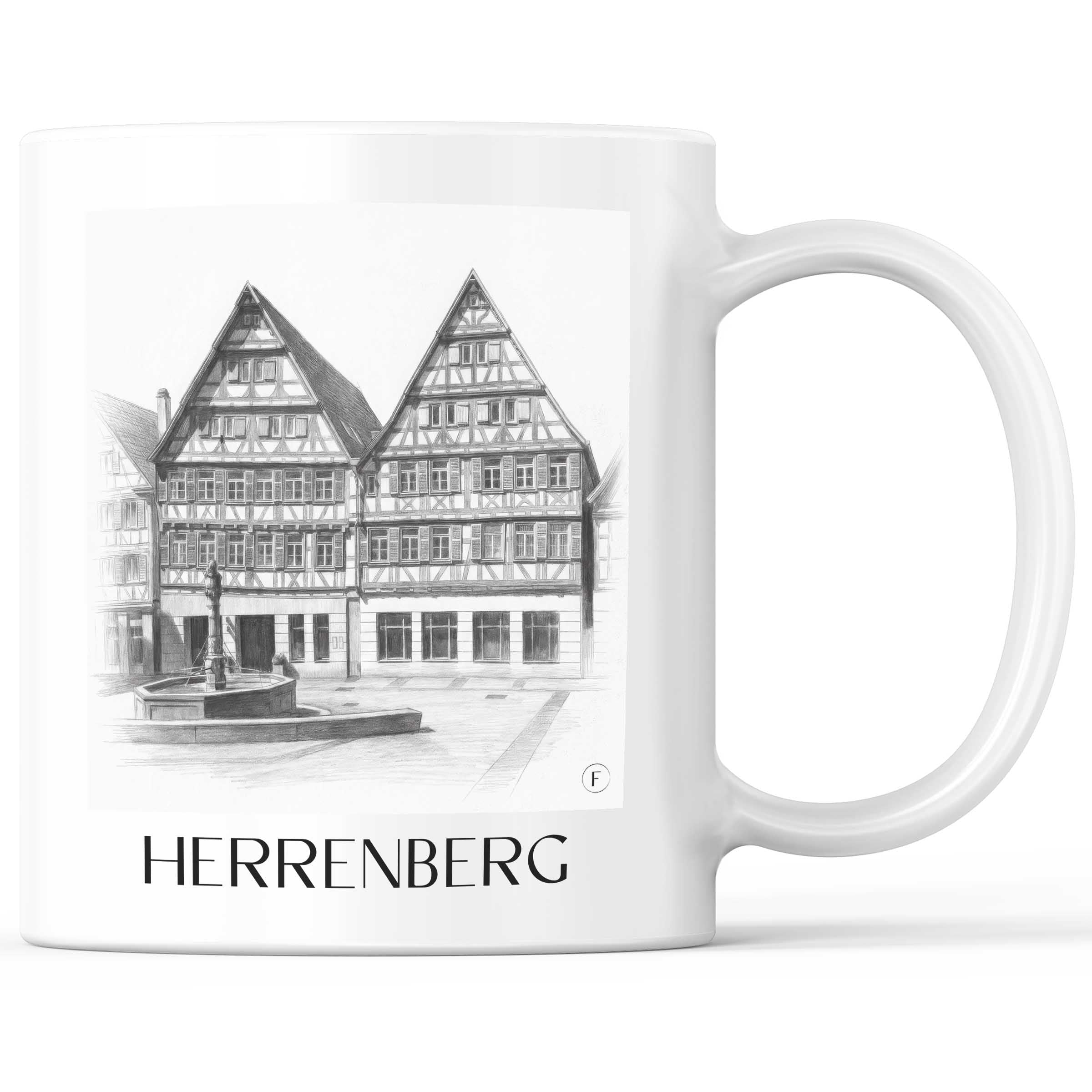 Herrenberg - Deutschland Becher - Kaffeetasse im Zeichnung Stil
