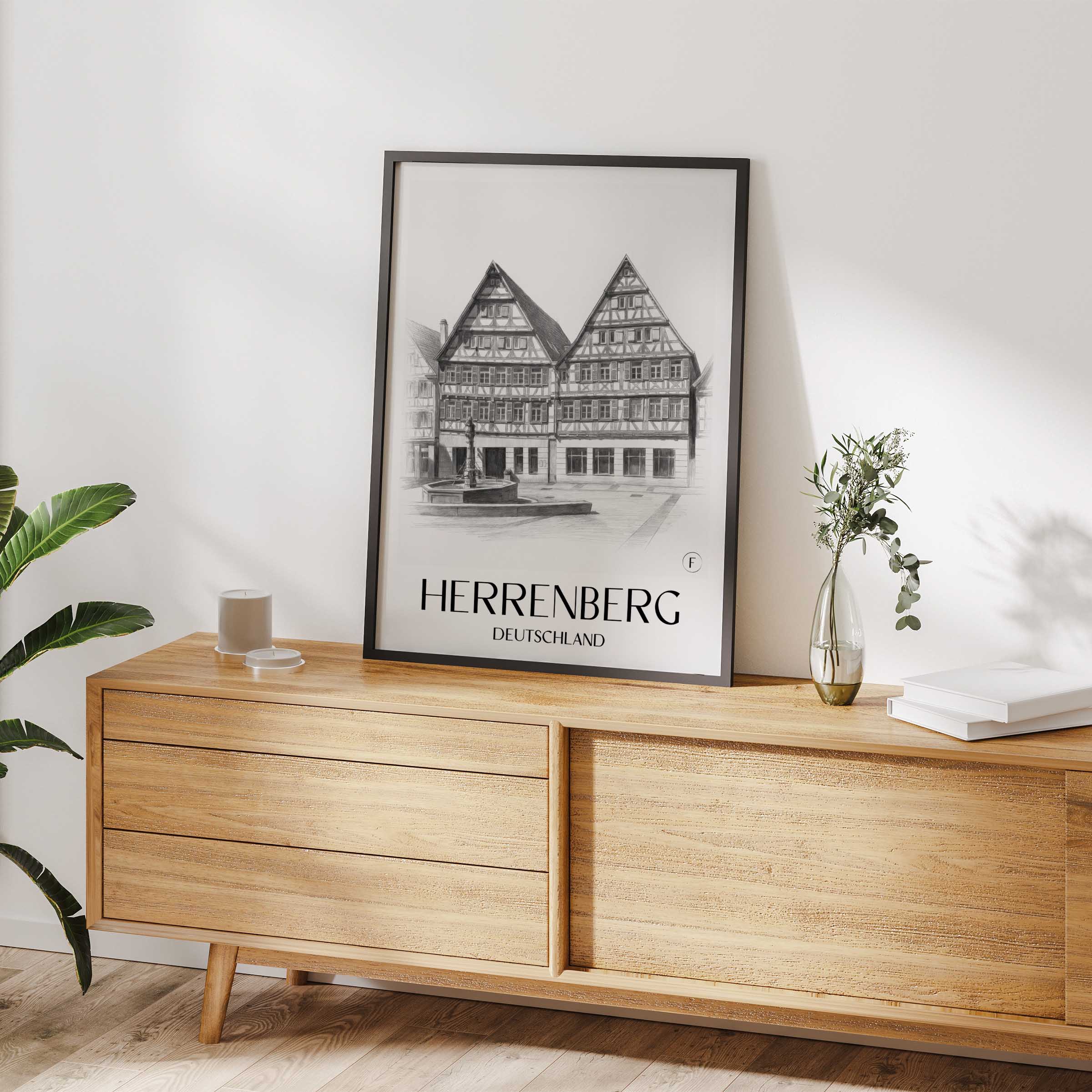 herrenberg-deutschland-poster-bleistift-zeichnung-drawing