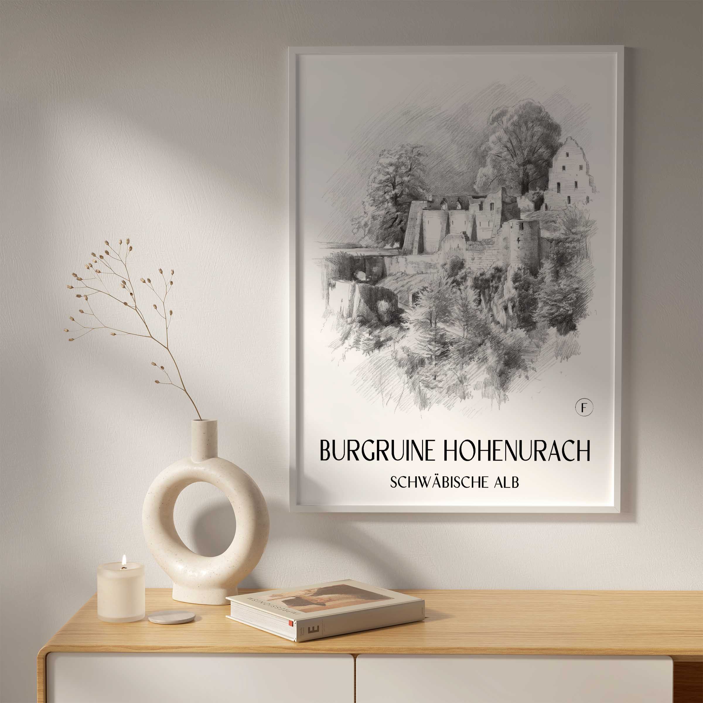 burgruine-hohenurach-schwäbische-alb-deutschland-poster-bleistift-zeichnung-drawing
