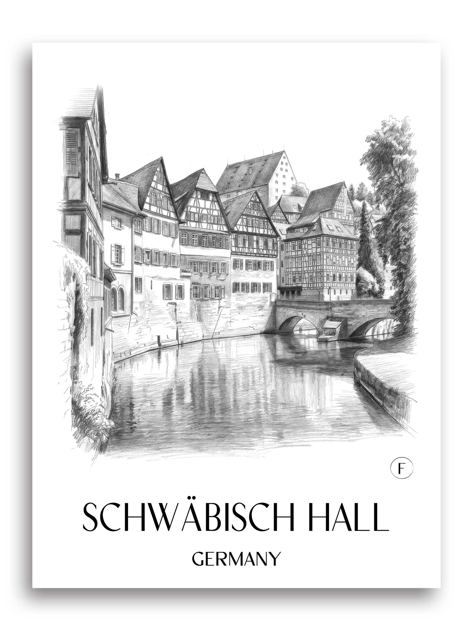 Schwäbisch Hall Poster - - Deutschland Kunstdruck - Zeichnung von A4 bis A1