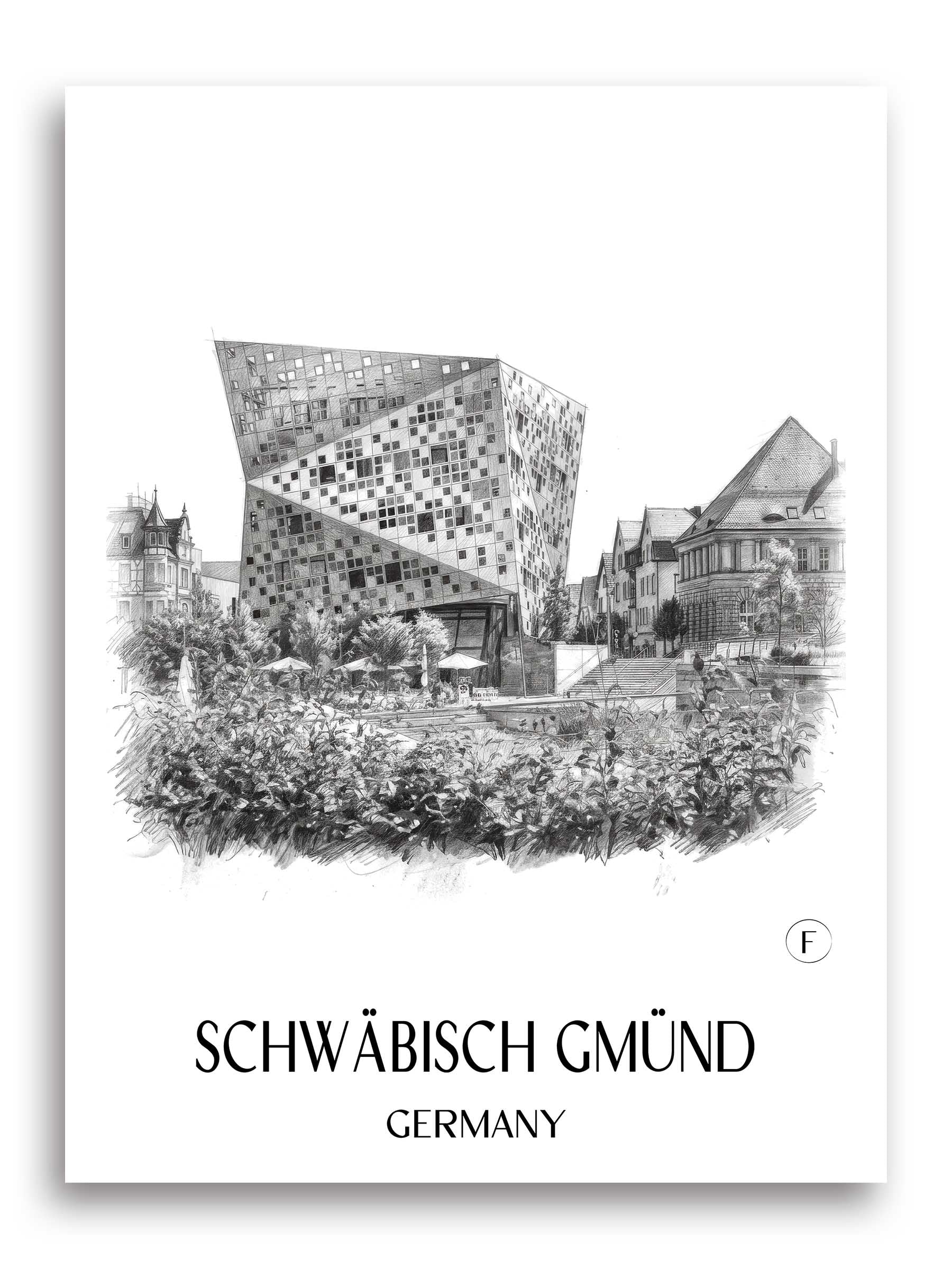 Schwäbisch Gmünd Poster - - Deutschland Kunstdruck - Zeichnung von A4 bis A1