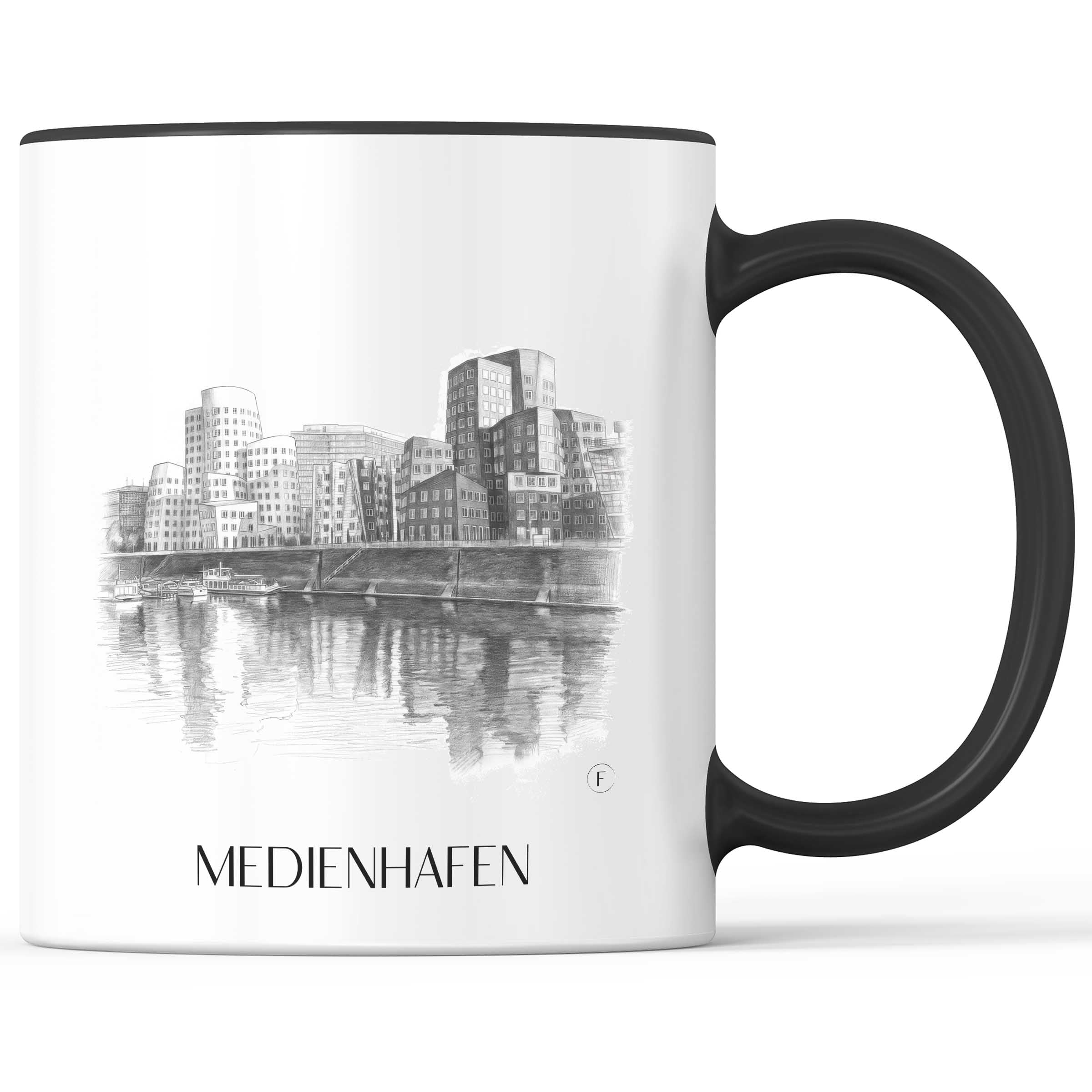 medienhafen-düsseldorf-deutschland-kaffeebecher-bleistift-zeichnung-drawing