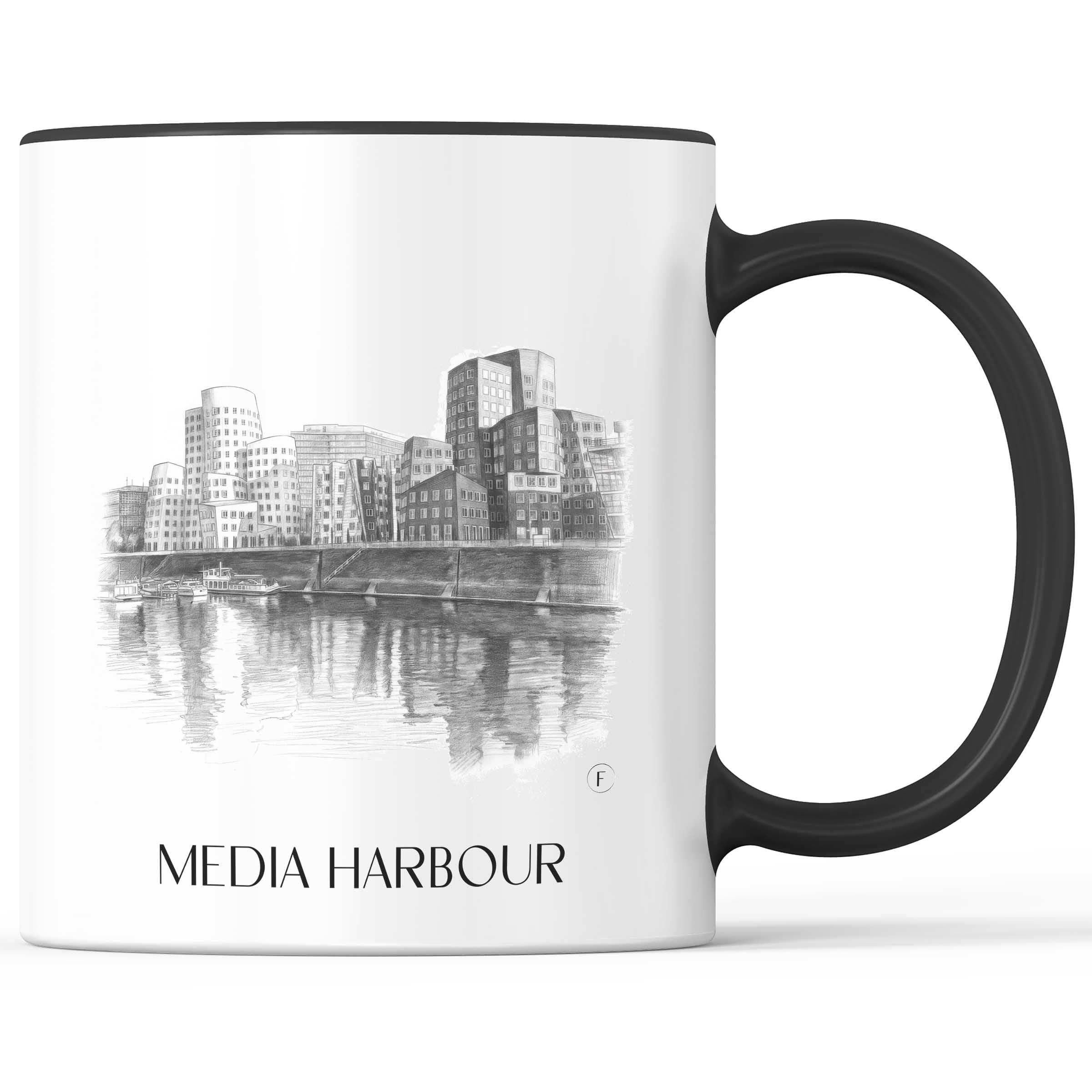 Medienhafen Kaffeebecher - Düsseldorf - Deutschland Becher - Kaffeetasse im Zeichnung Stil