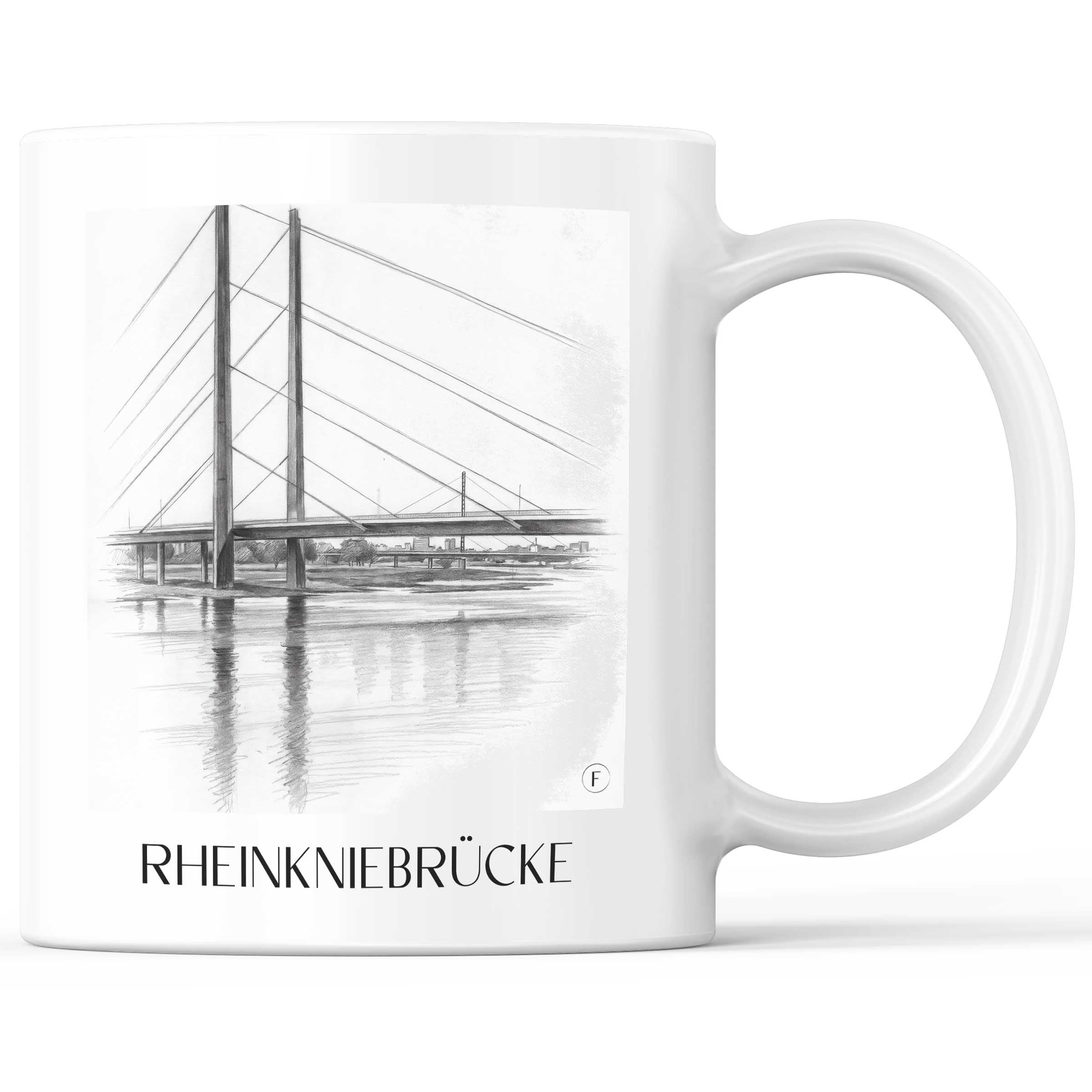 Rheinkniebrücke Kaffeebecher - Düsseldorf - Deutschland Becher - Kaffeetasse im Zeichnung Stil