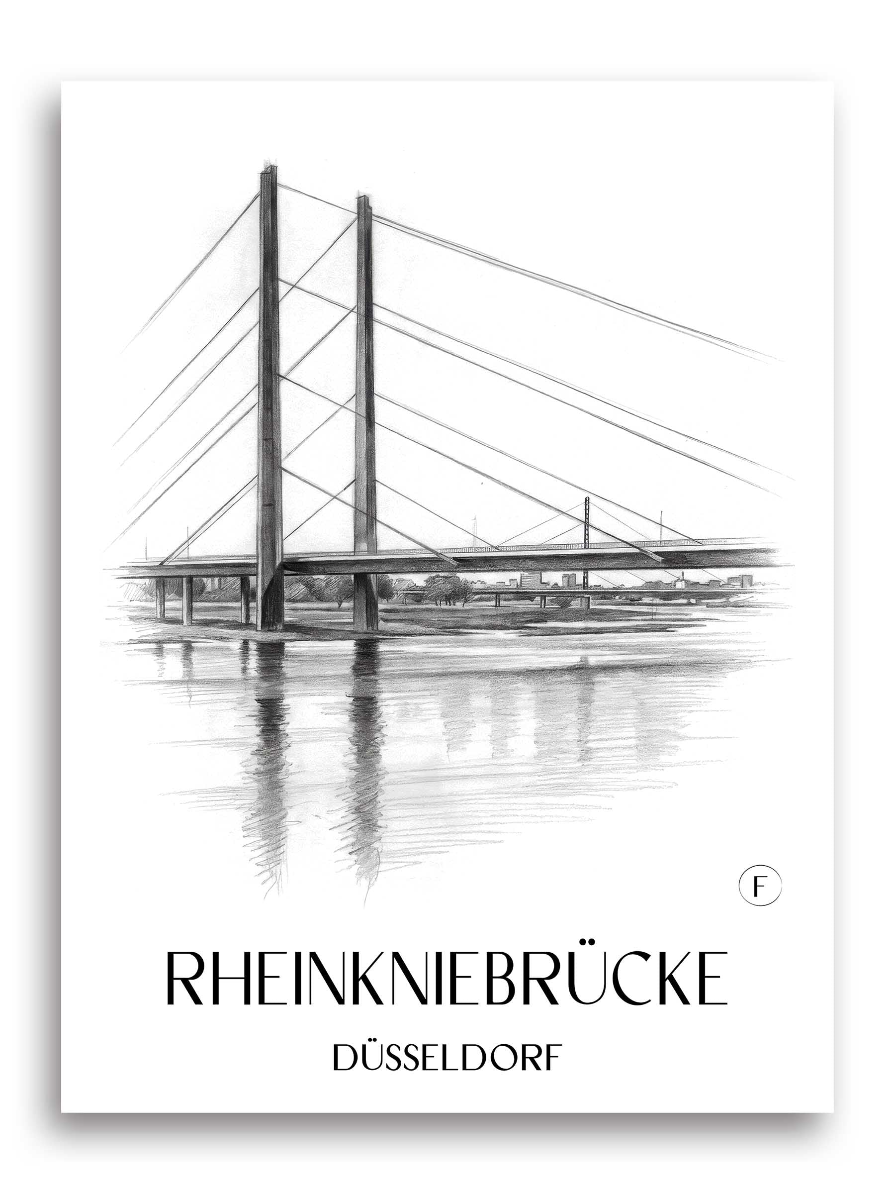 rheinkniebrücke-düsseldorf-deutschland-poster-bleistift-zeichnung-drawing