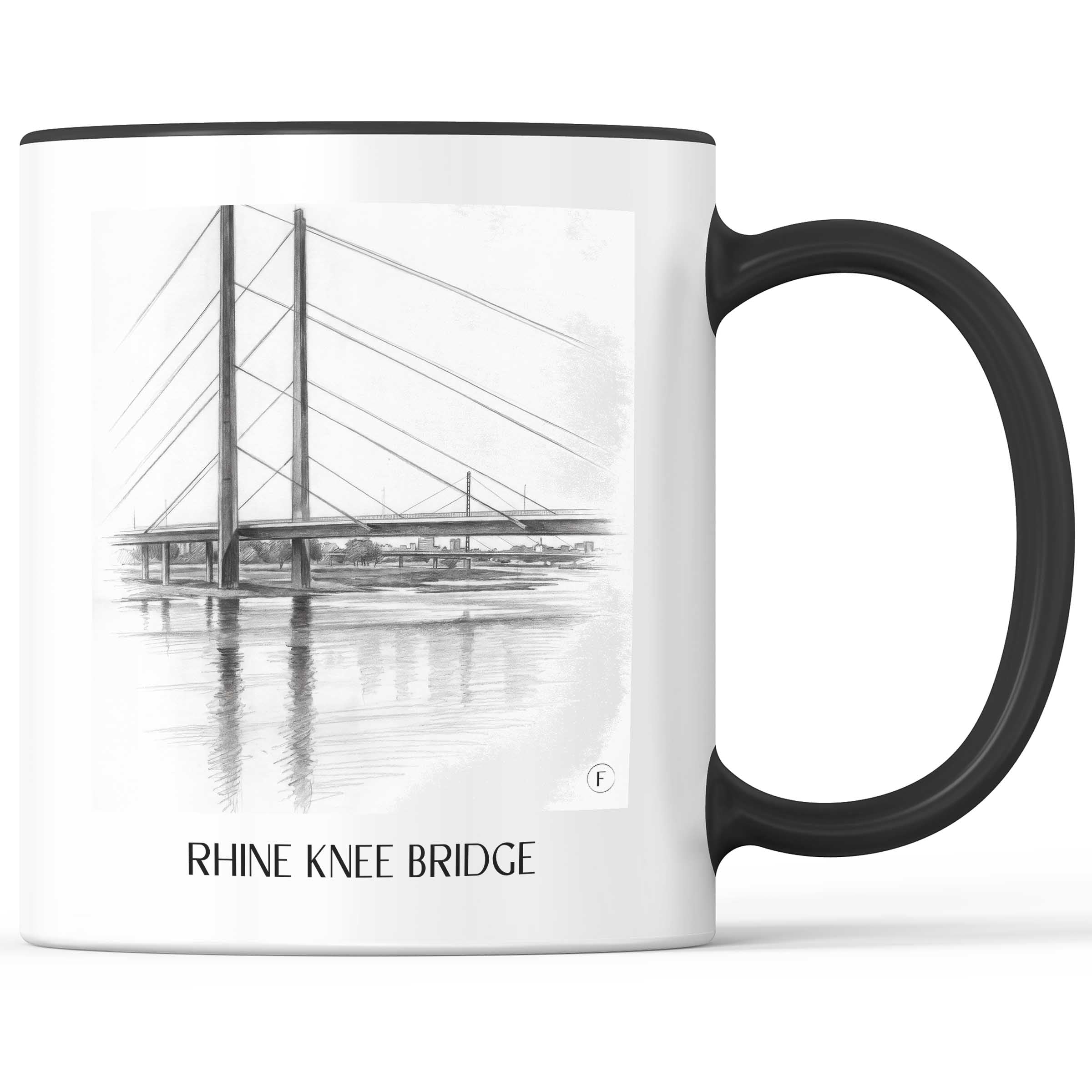 Rheinkniebrücke Kaffeebecher - Düsseldorf - Deutschland Becher - Kaffeetasse im Zeichnung Stil