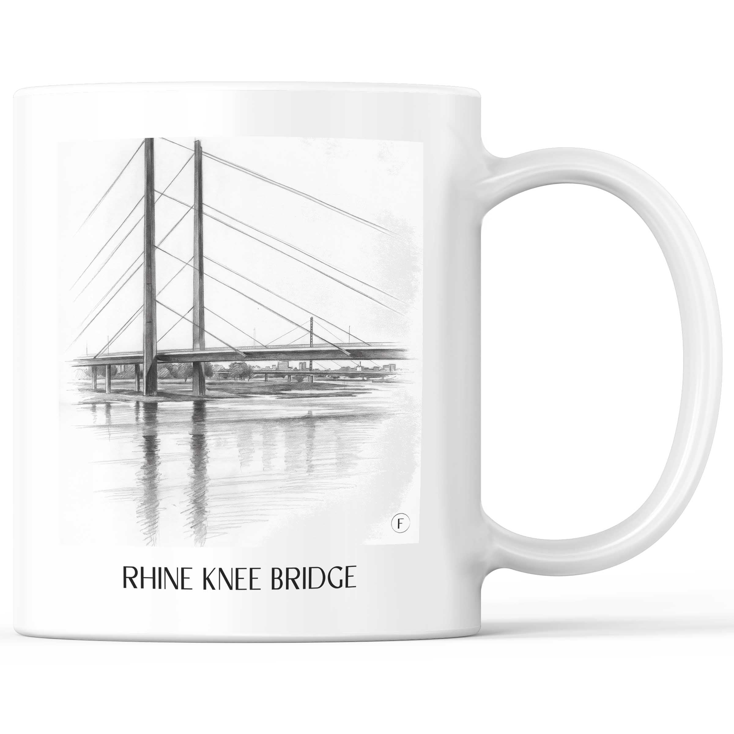 Rheinkniebrücke Kaffeebecher - Düsseldorf - Deutschland Becher - Kaffeetasse im Zeichnung Stil