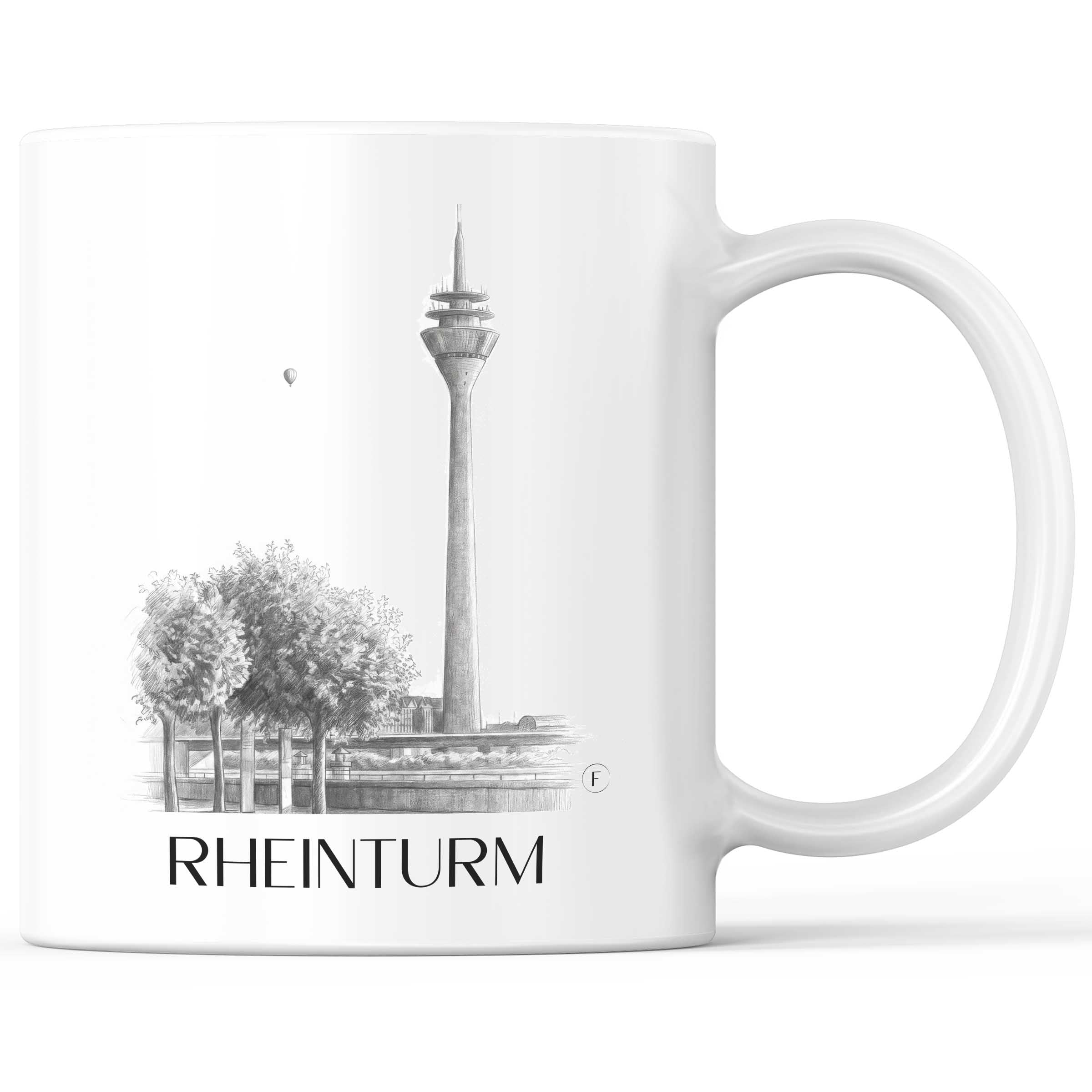 Rheinturm Kaffeebecher - Düsseldorf - Deutschland Becher - Kaffeetasse im Zeichnung Stil