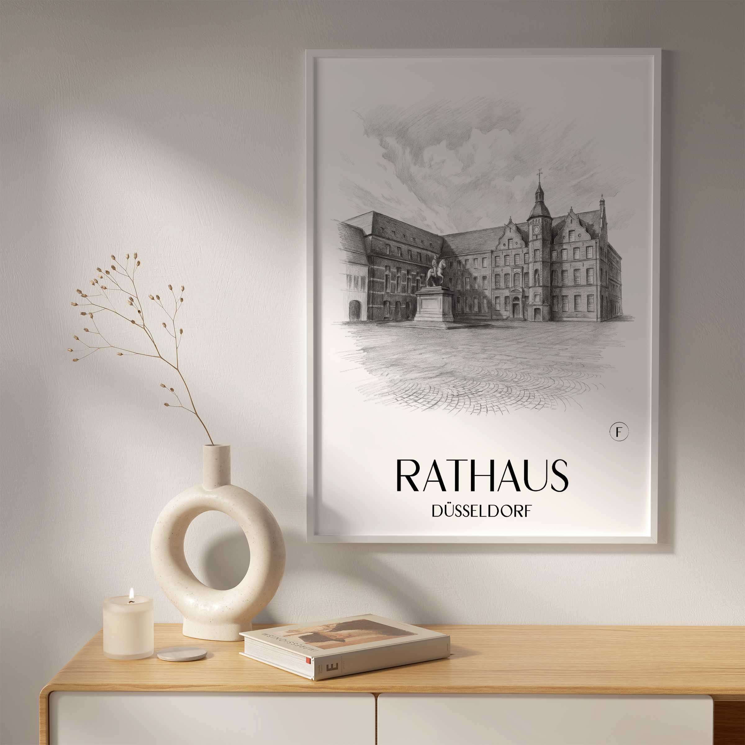 rathaus-düsseldorf-deutschland-poster-bleistift-zeichnung-drawing