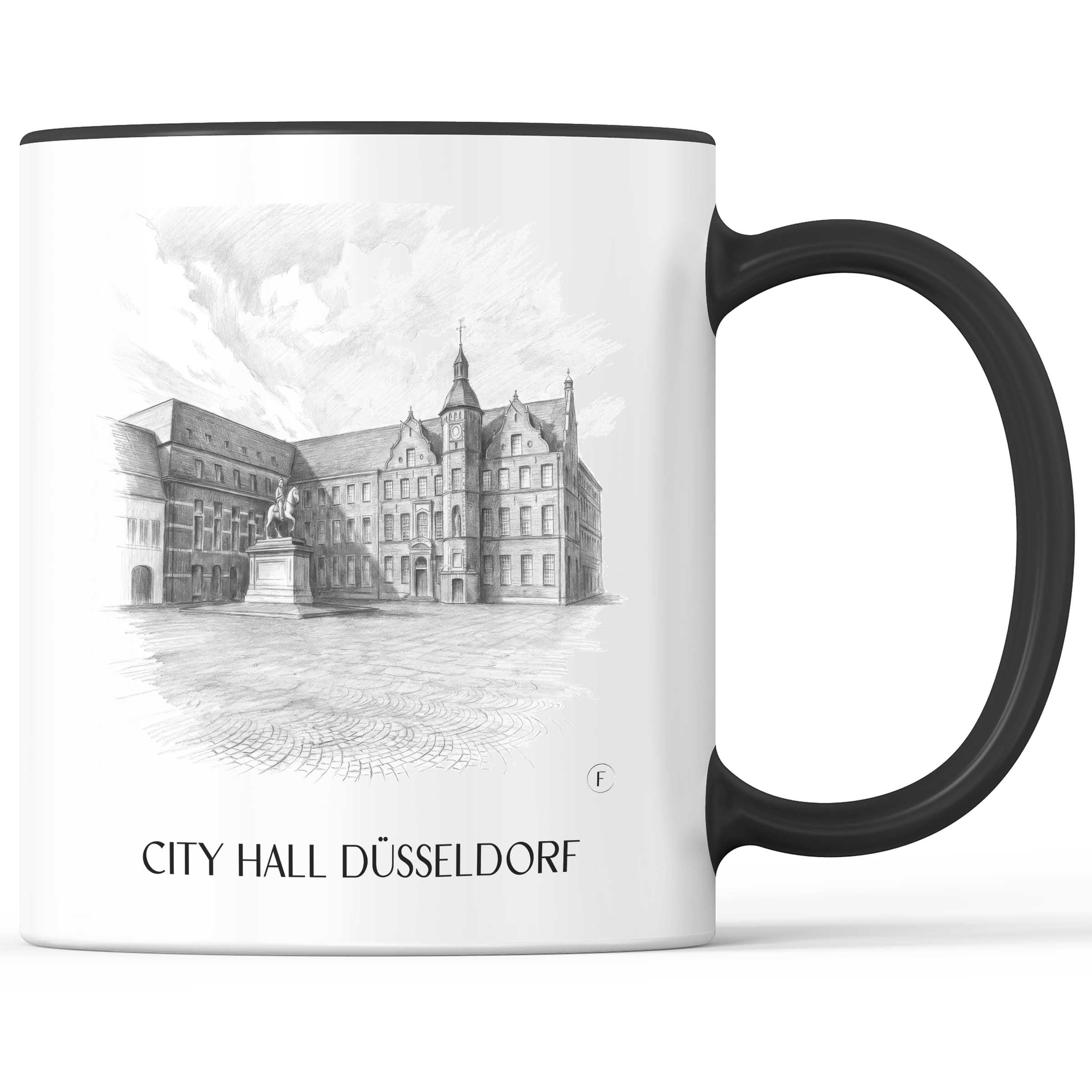 Rathaus Kaffeebecher - Düsseldorf - Deutschland Becher - Kaffeetasse im Zeichnung Stil