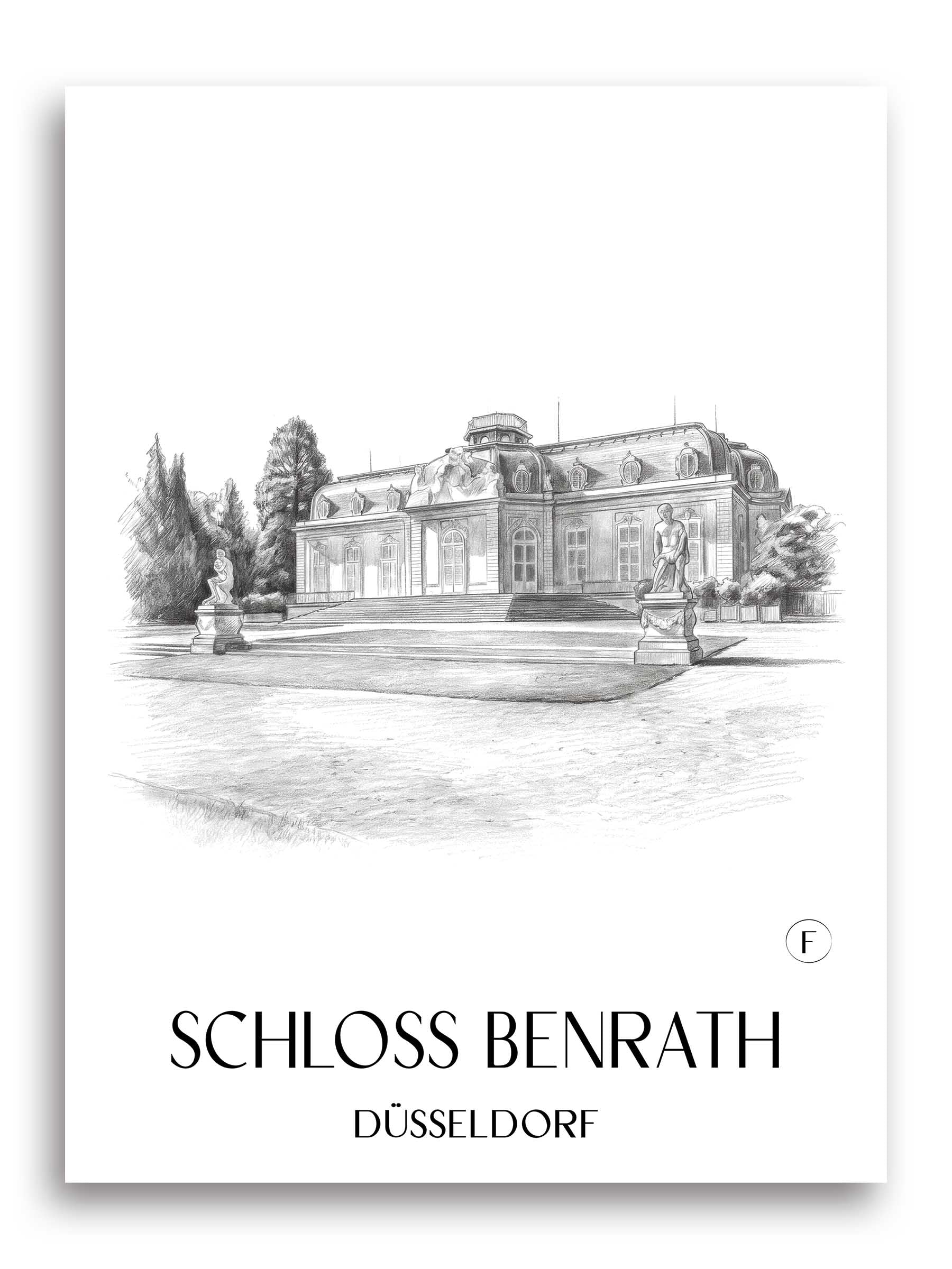 schloss-benrath-düsseldorf-deutschland-poster-bleistift-zeichnung-drawing