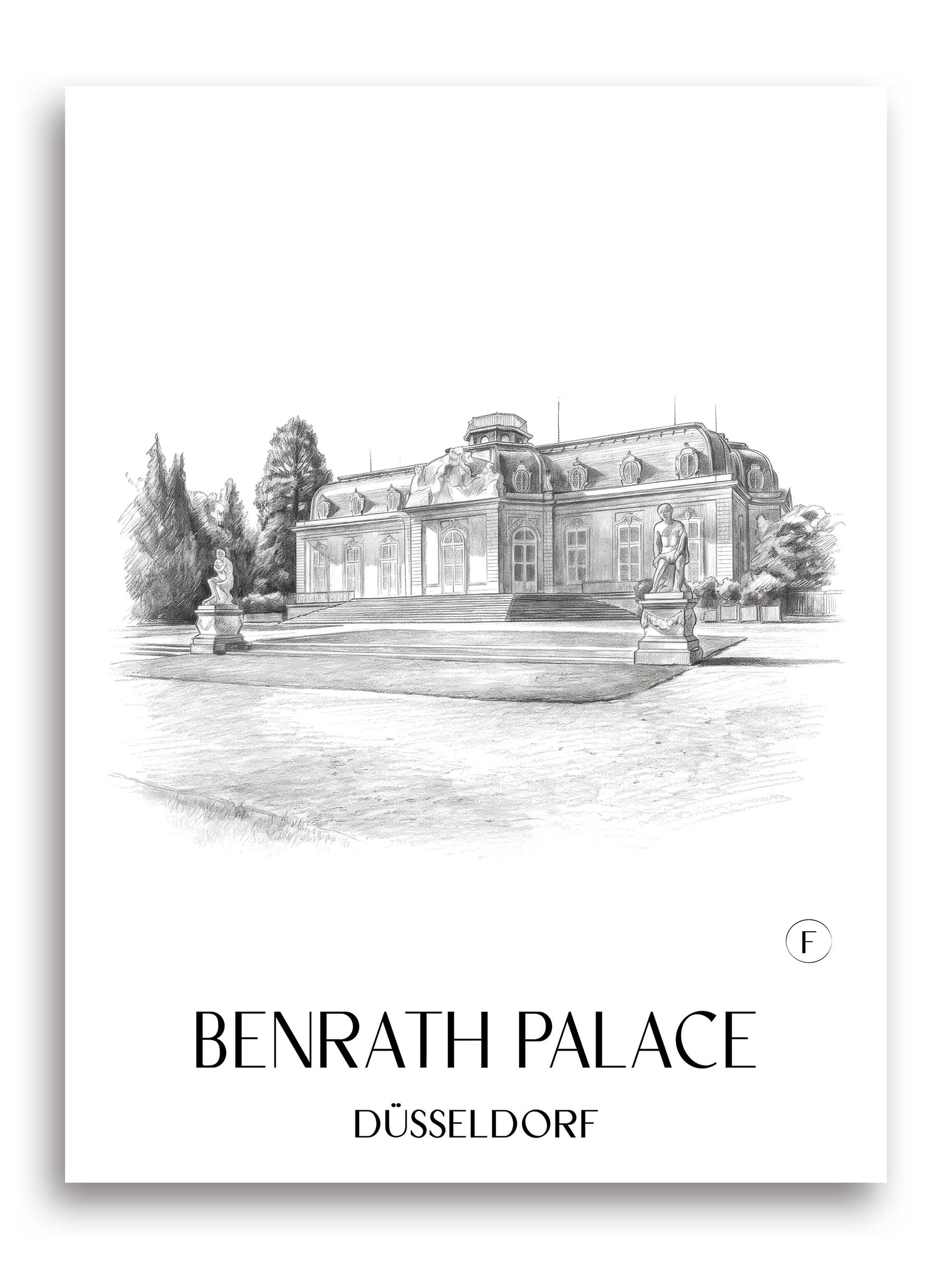 Schloss Benrath Poster - Düsseldorf - Deutschland Kunstdruck - Zeichnung von A4 bis A1