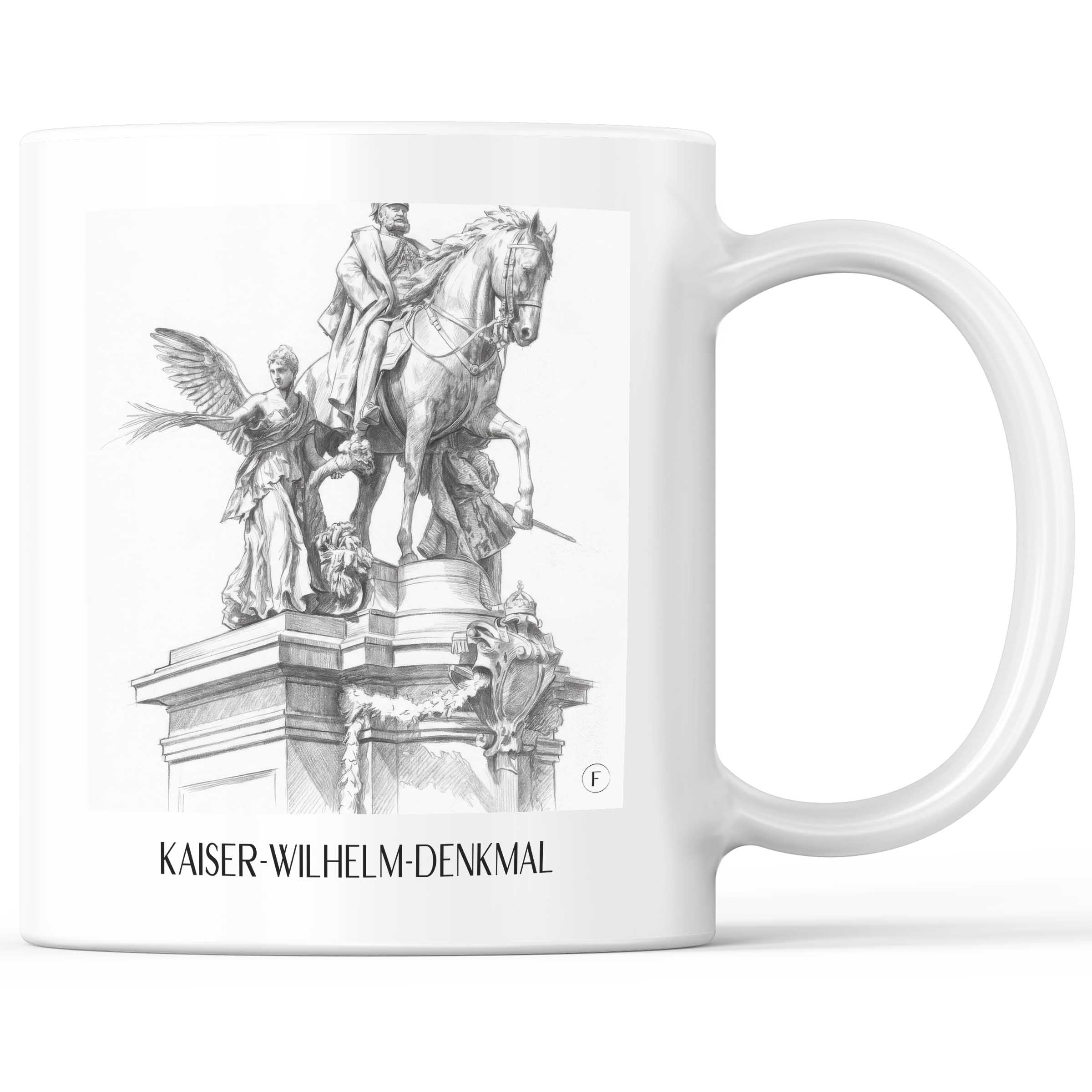 Kaiser-Wilhelm-Denkmal Kaffeebecher - Düsseldorf - Deutschland Becher - Kaffeetasse im Zeichnung Stil