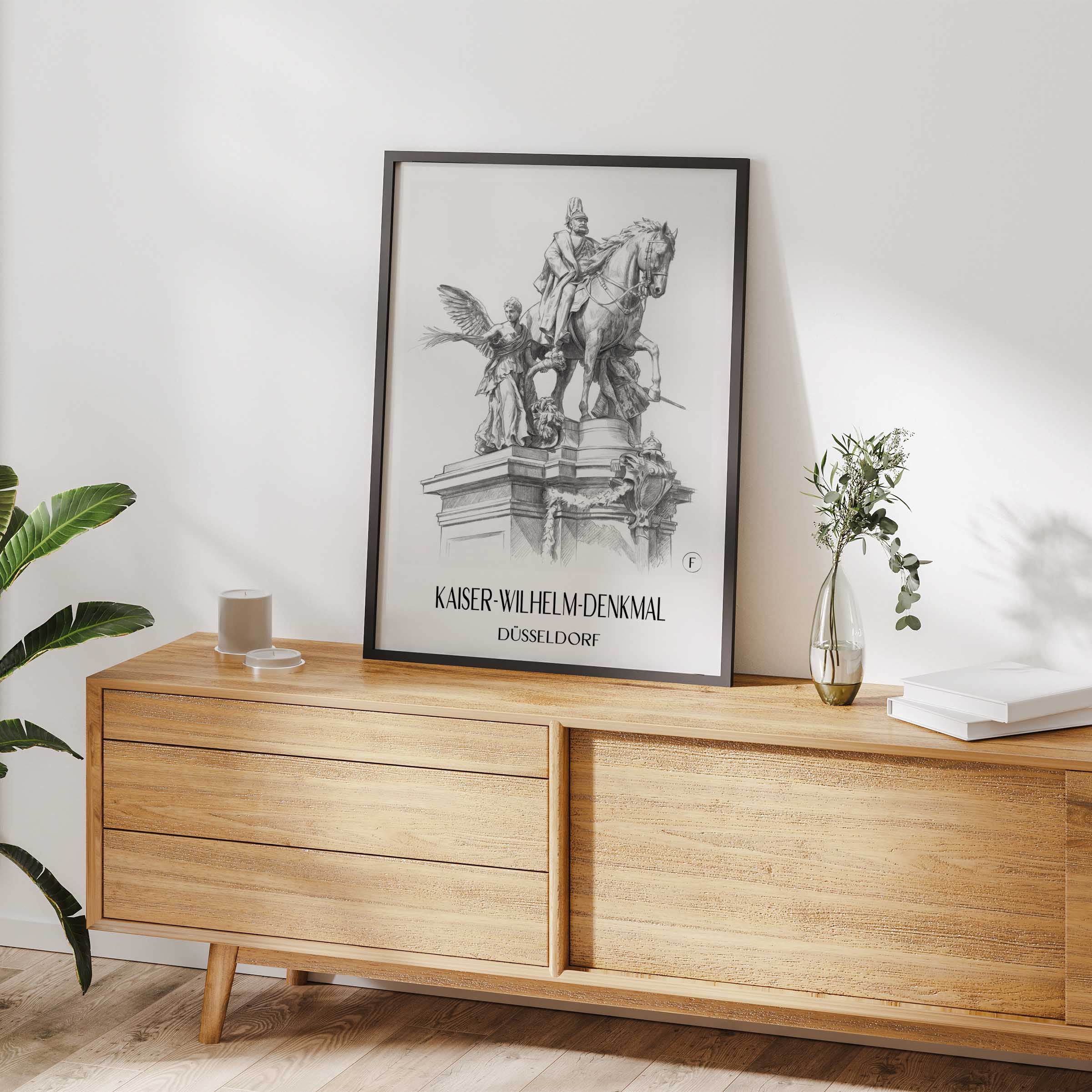 kaiser-wilhelm-denkmal-düsseldorf-deutschland-poster-bleistift-zeichnung-drawing