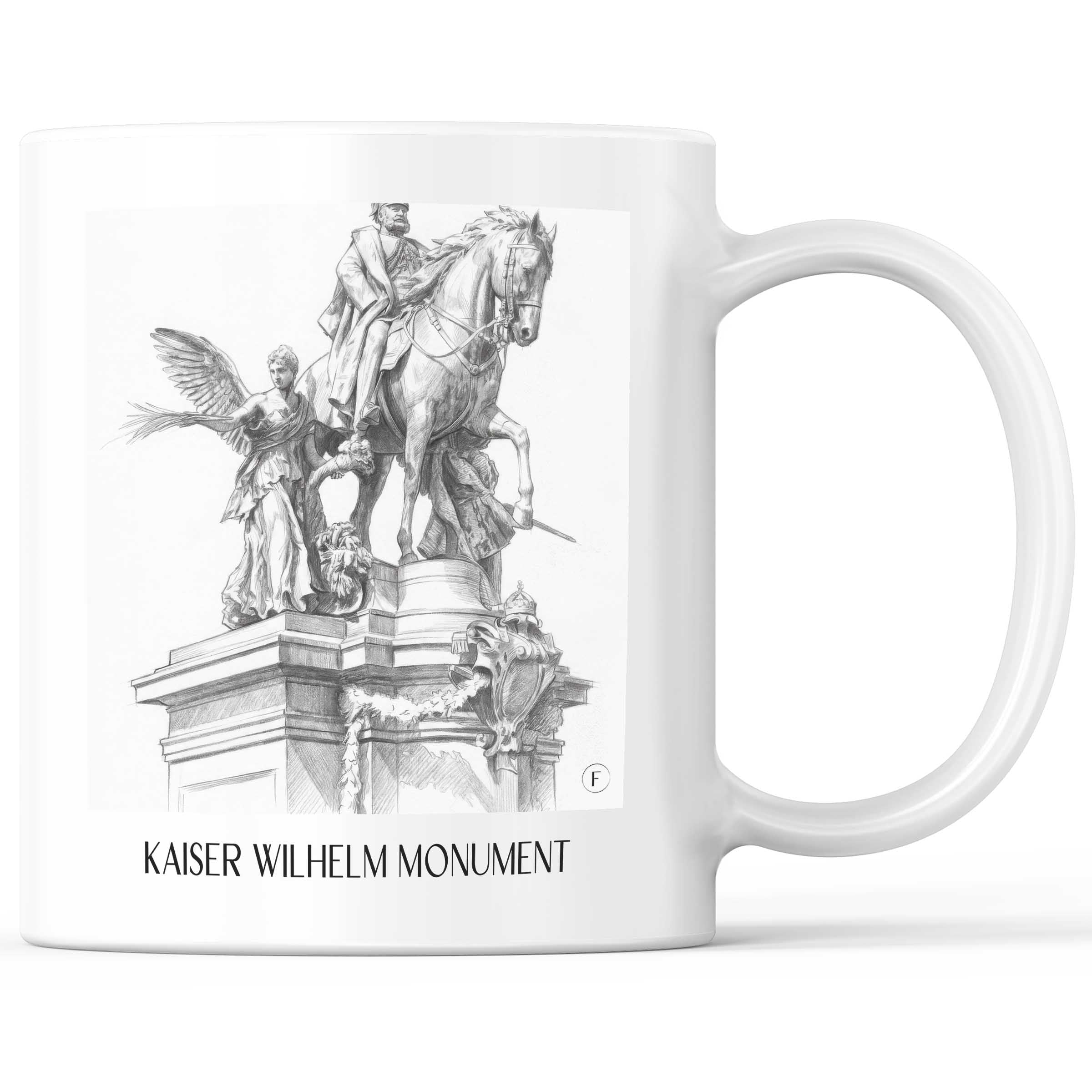 Kaiser-Wilhelm-Denkmal Kaffeebecher - Düsseldorf - Deutschland Becher - Kaffeetasse im Zeichnung Stil