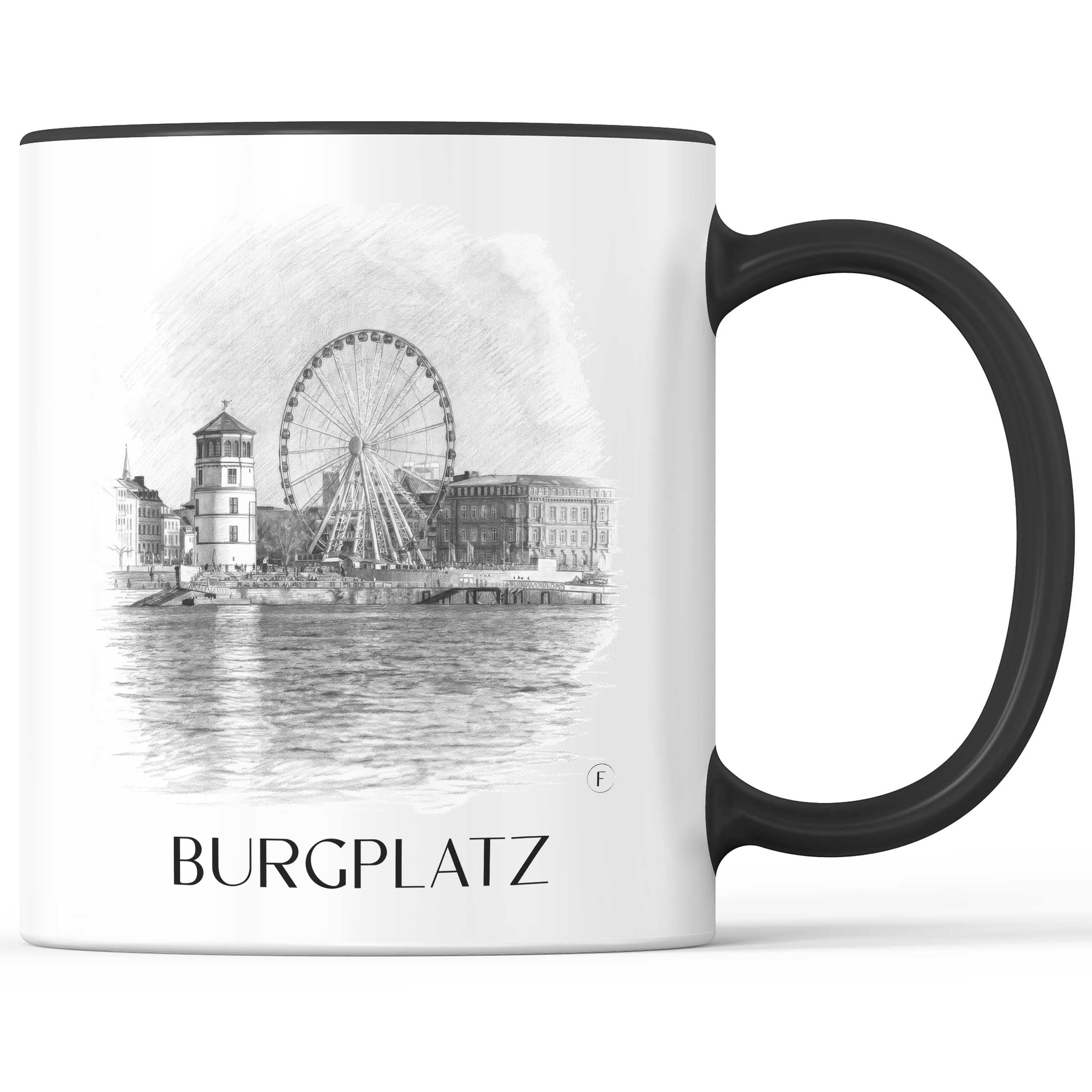 burgplatz-düsseldorf-deutschland-kaffeebecher-bleistift-zeichnung-drawing
