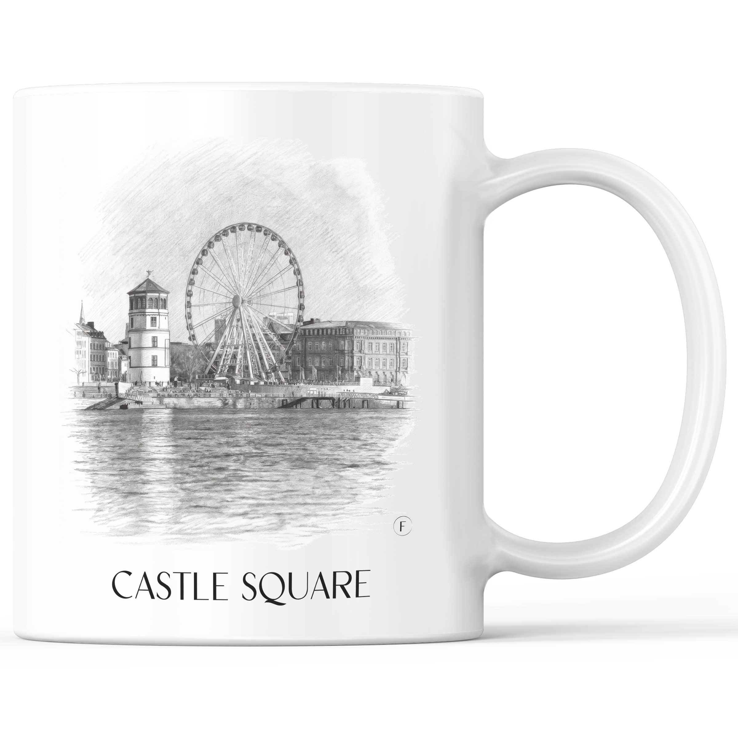 Burgplatz Kaffeebecher - Düsseldorf - Deutschland Becher - Kaffeetasse im Zeichnung Stil