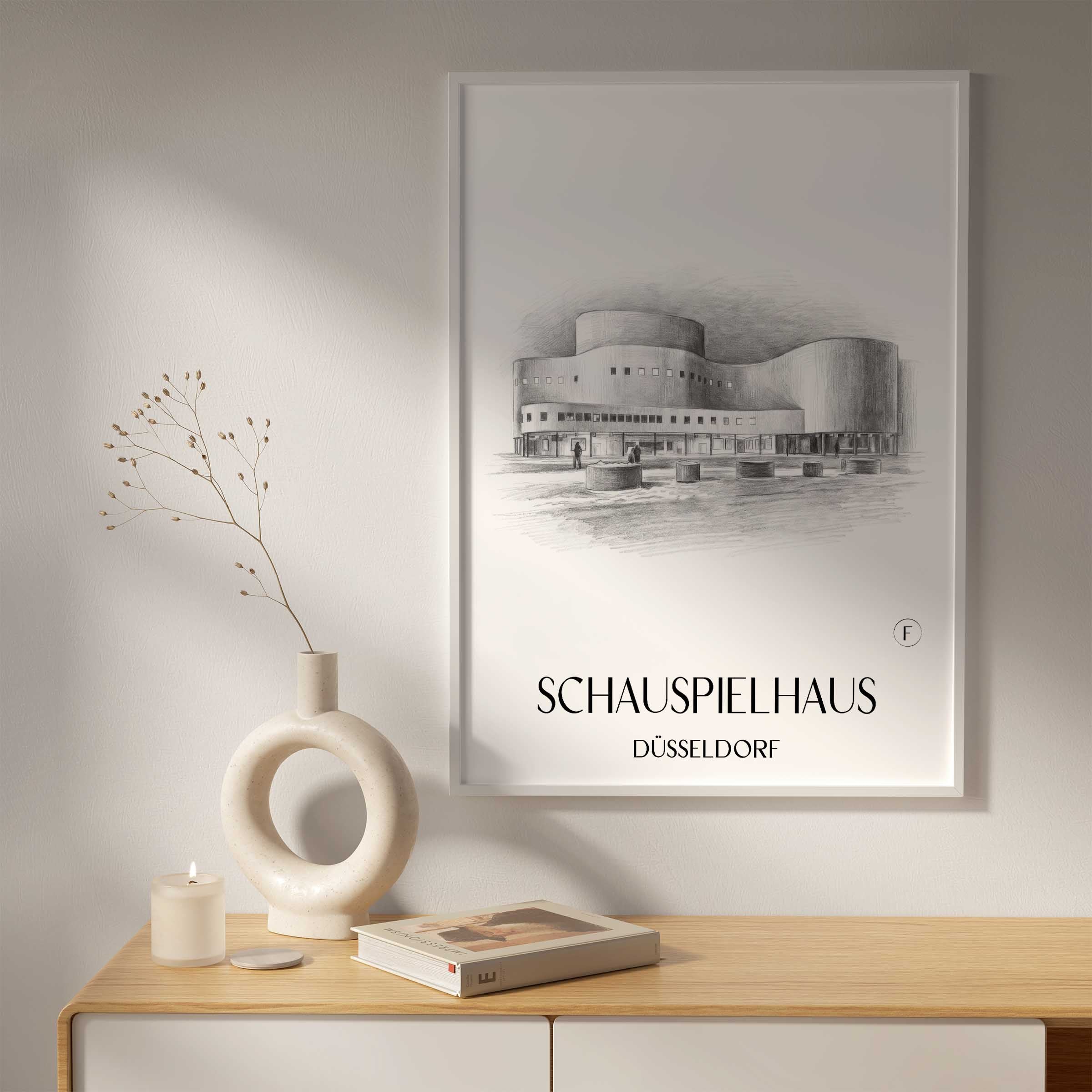 schauspielhaus-düsseldorf-deutschland-poster-bleistift-zeichnung-drawing